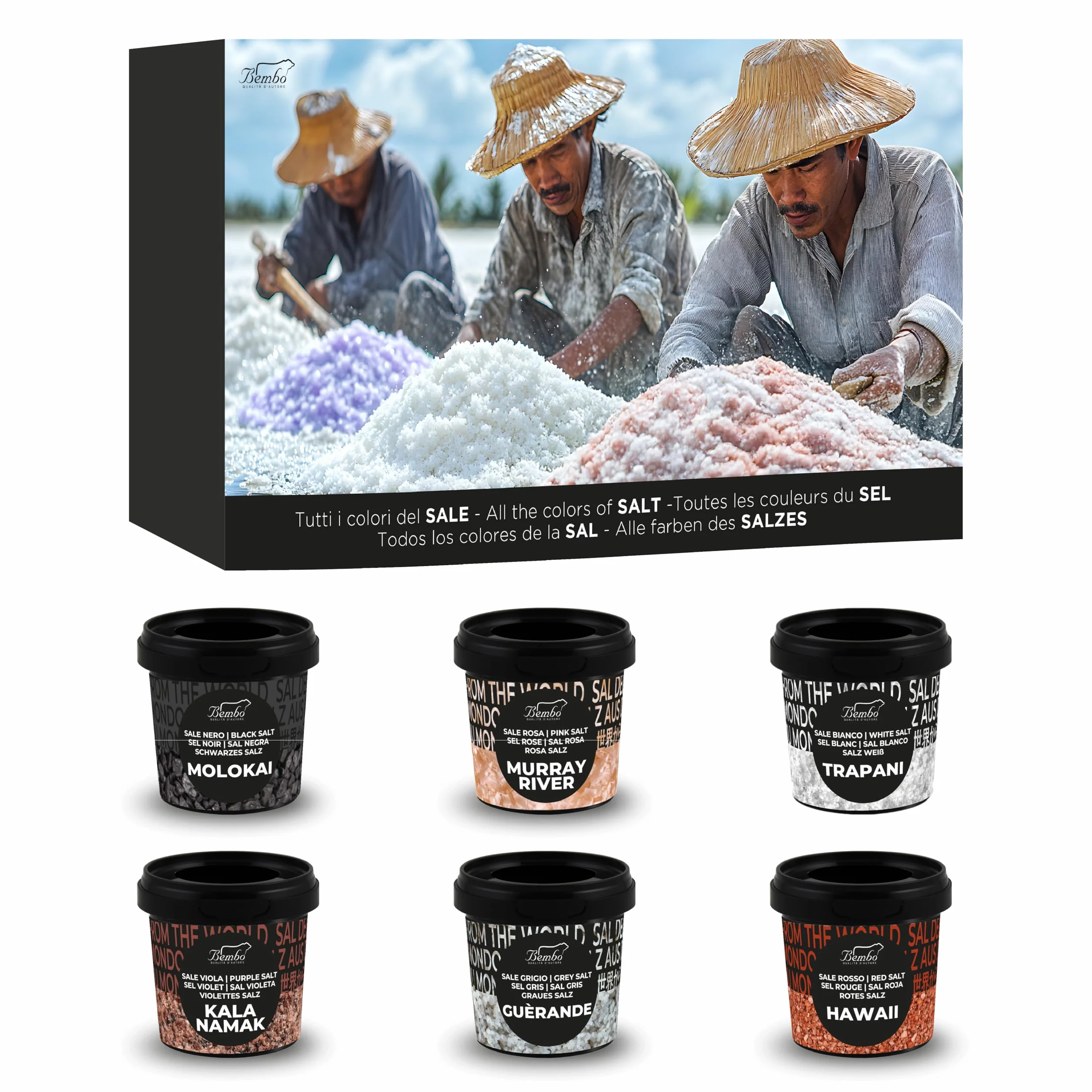 Set 6 Sali Gourmet Bembo – Selezione di Sali Pregiati dal Mondo – Idea Regalo Elegante per Cucina Raffinata