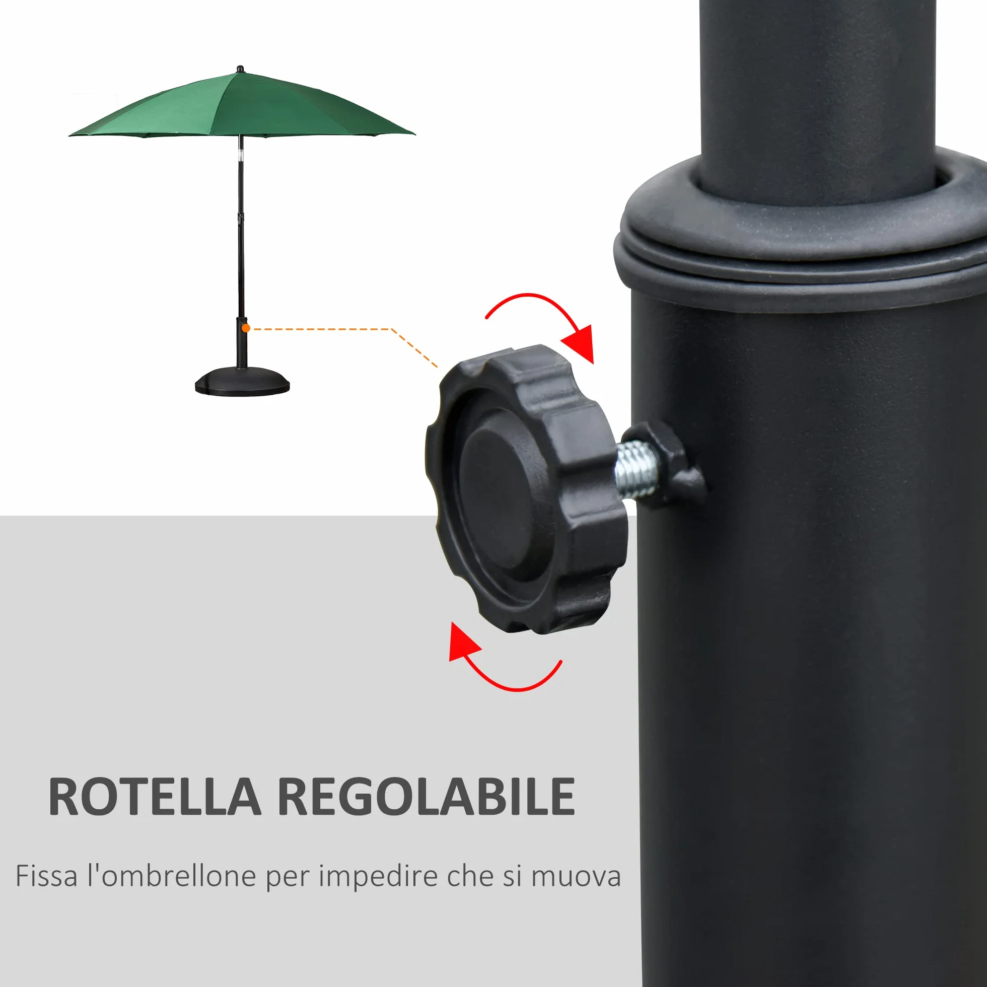 Outsunny Base Ombrellone in Cemento per Ombrelloni con Palo di Ø35mm, Ø38mm, Ø48mm, per Giardino, Terrazzo e Balcone, Nero Ø49x37 cm