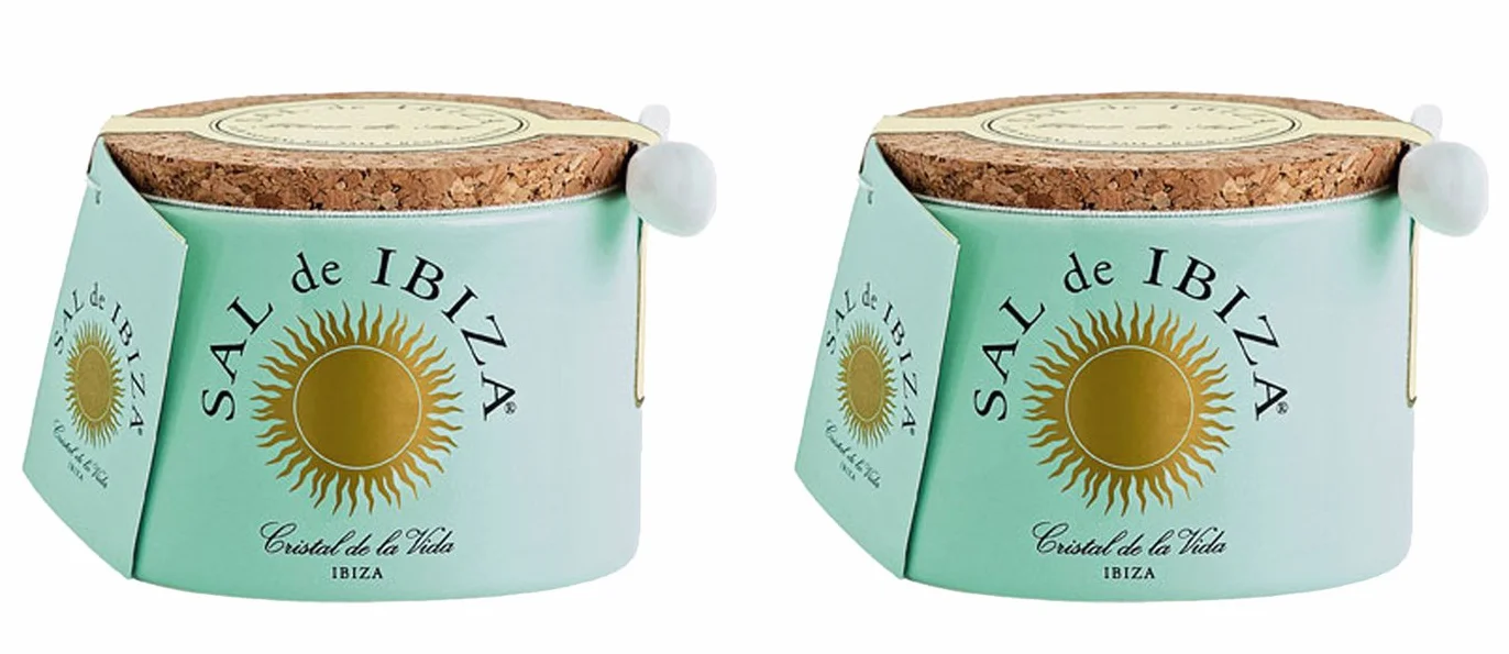 Sal de Ibiza - Fleur de Sel Ibiza - Ceramic container with small porcelain spoon - 2 x 150 gr