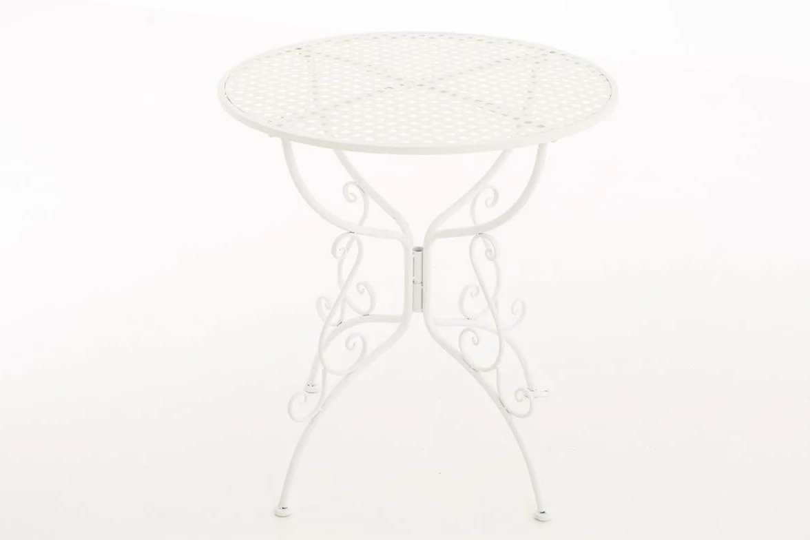 CLP Tavolino In Ferro Da Giardino Amanda I Tavolo Rotondo Da Balcone Stile Liberty I Tavolino Da Caffè Per Bistrot Ø 70 CM, Colore:bianco