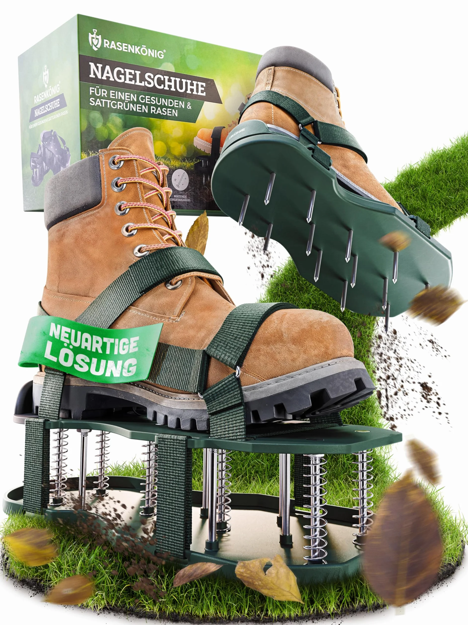 Scarpe per unghie Pro | scarpe da prato + scarpe da massetto | scarificatore e aeratore per la ventilazione del prato | Scarpe da prato premium per ventilare e sciogliere il prato