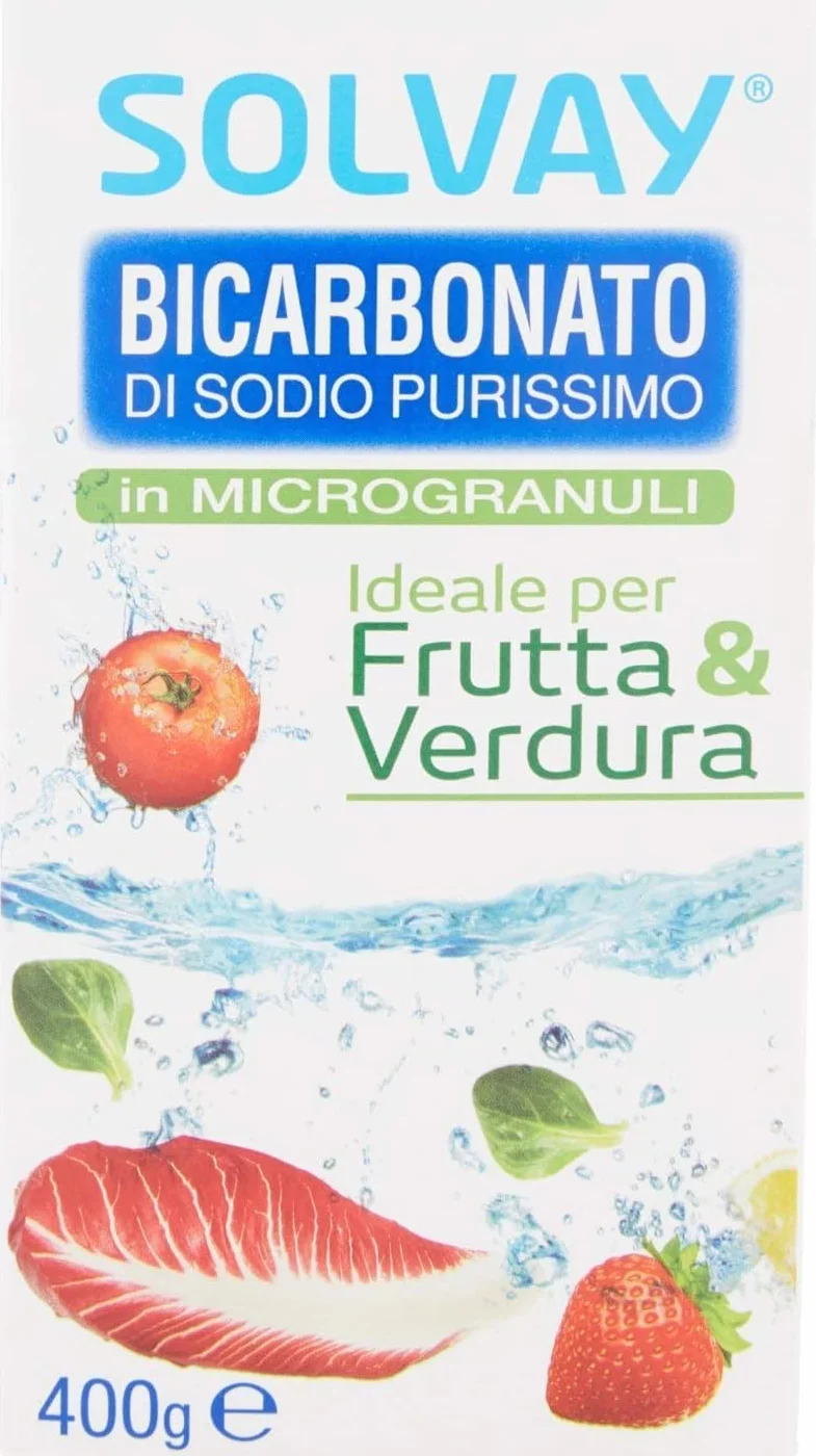 Solvay® - Bicarbonato Di Sodio Purissimo in Microgranuli per Frutta e Verdura Multipack - 400 Grammi x 20 confezioni