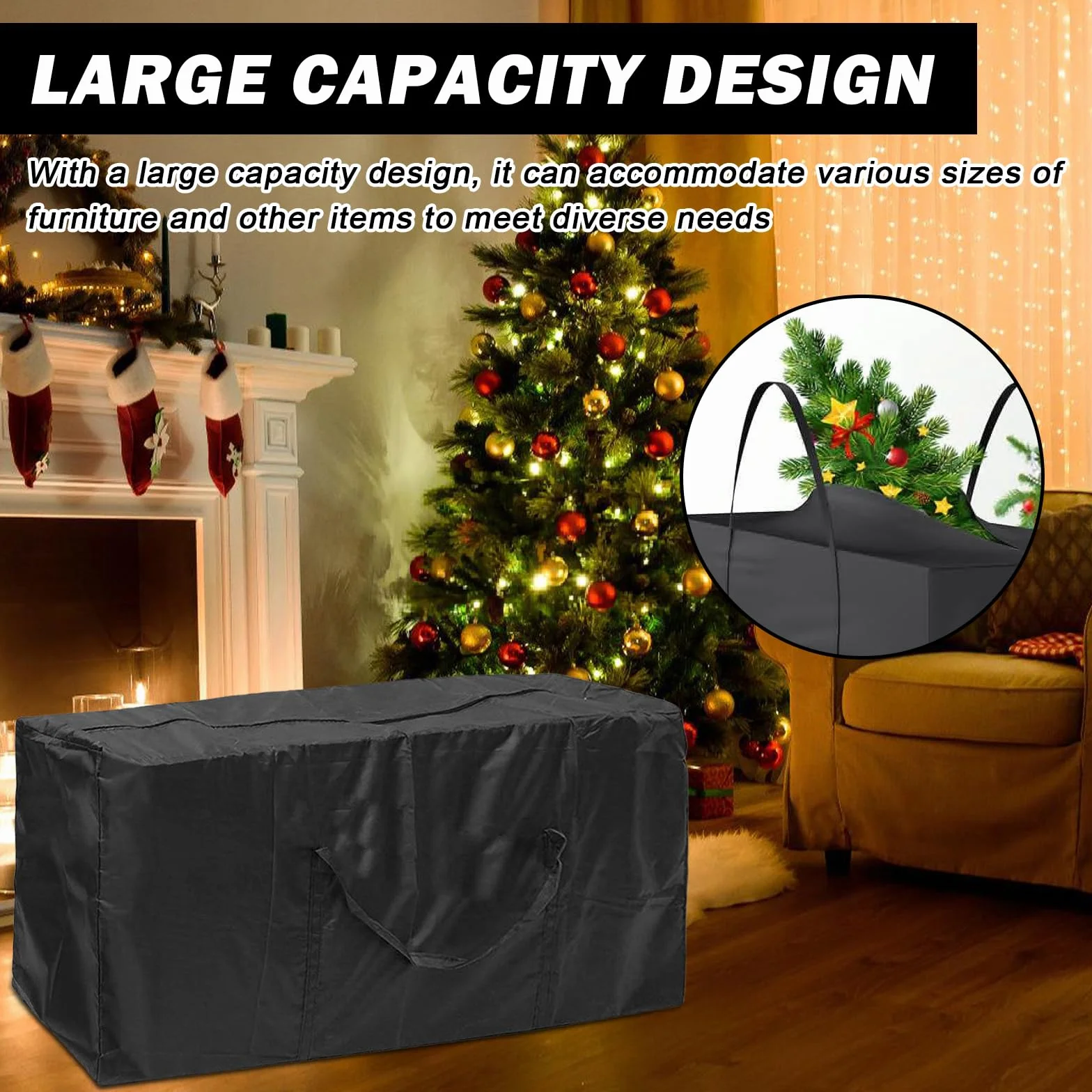 SPORWAY Borsa per cuscini: copertura per cuscini da giardino, custodia protettiva, impermeabile, resistente ai raggi UV, custodia per alberi di Natale, 173 x 76 x 51 cm