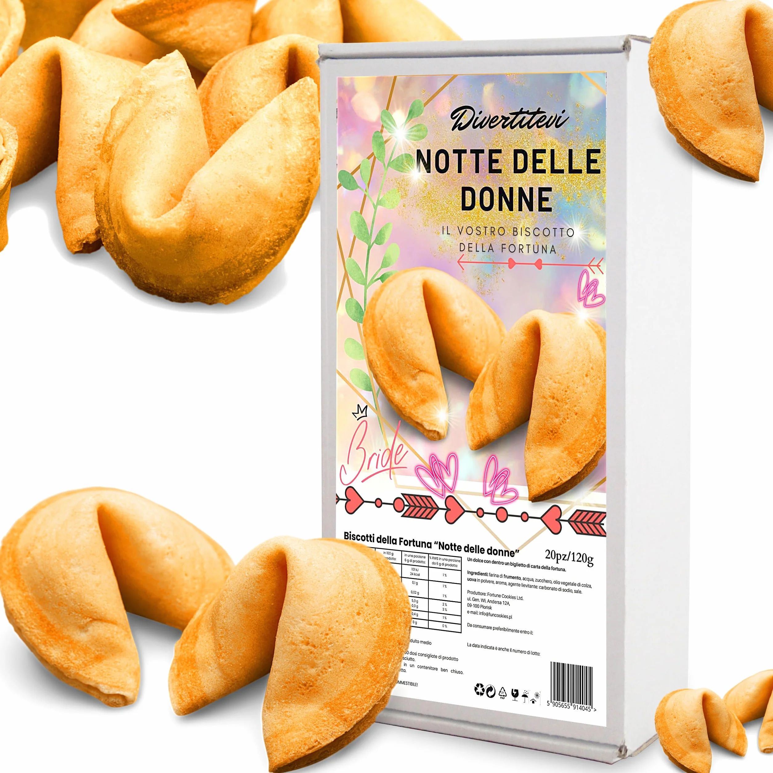 D&D FUN COOKIES Biscotti della Fortuna Cinesi, Biglietti Profetici, come regalo, per gli ospiti, per una festa, addio al nubilato, Sapore Vaniglia (20 pezzi)