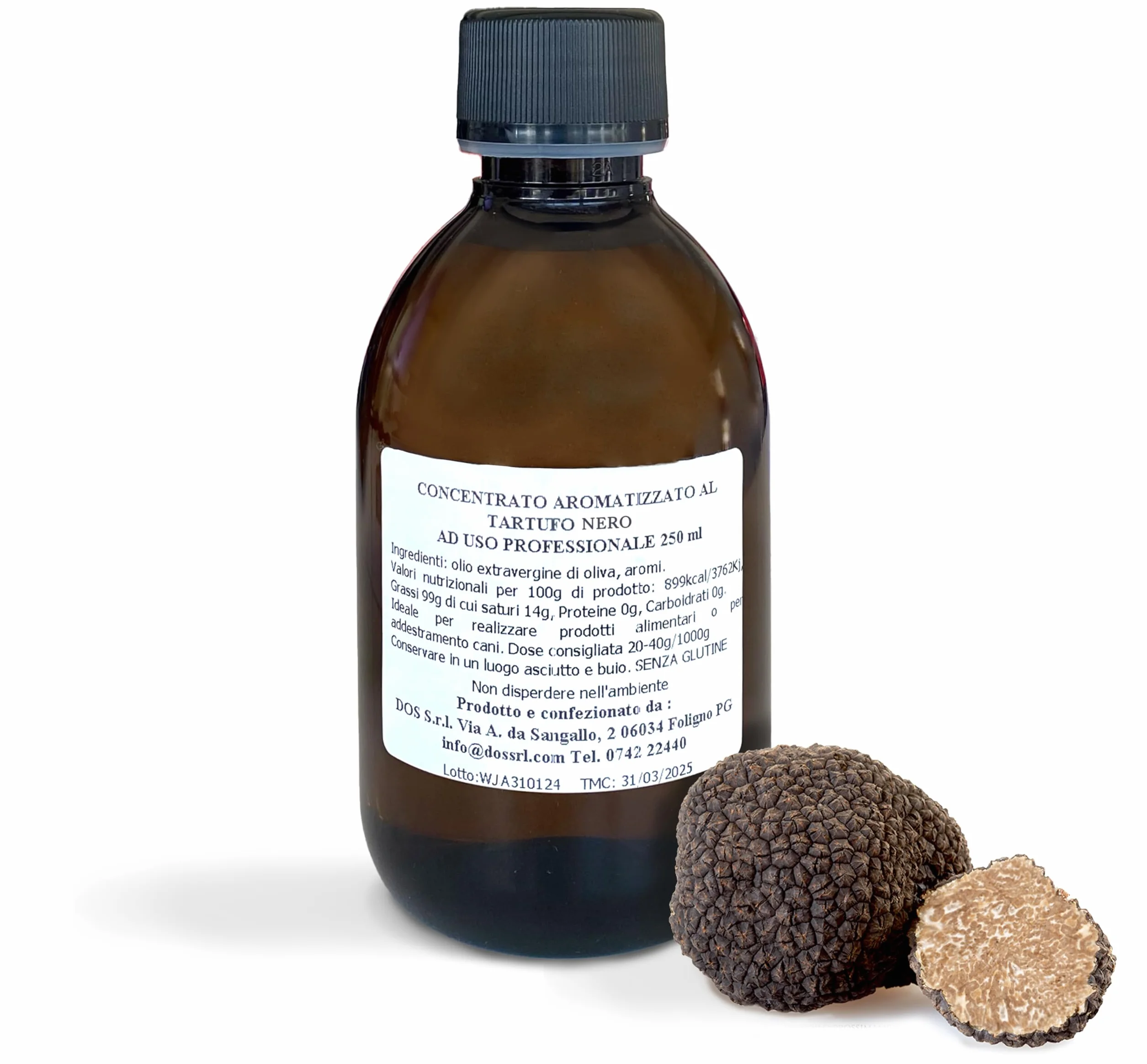 D.O.S. Specialità al Tartufo since 1940 - Concentrato Liposolubile al Tartufo Nero Extra Forte | Uso Professionale | Adatto per Addestramento Cani | Ideale per Prodotti Alimentari | 250 ml