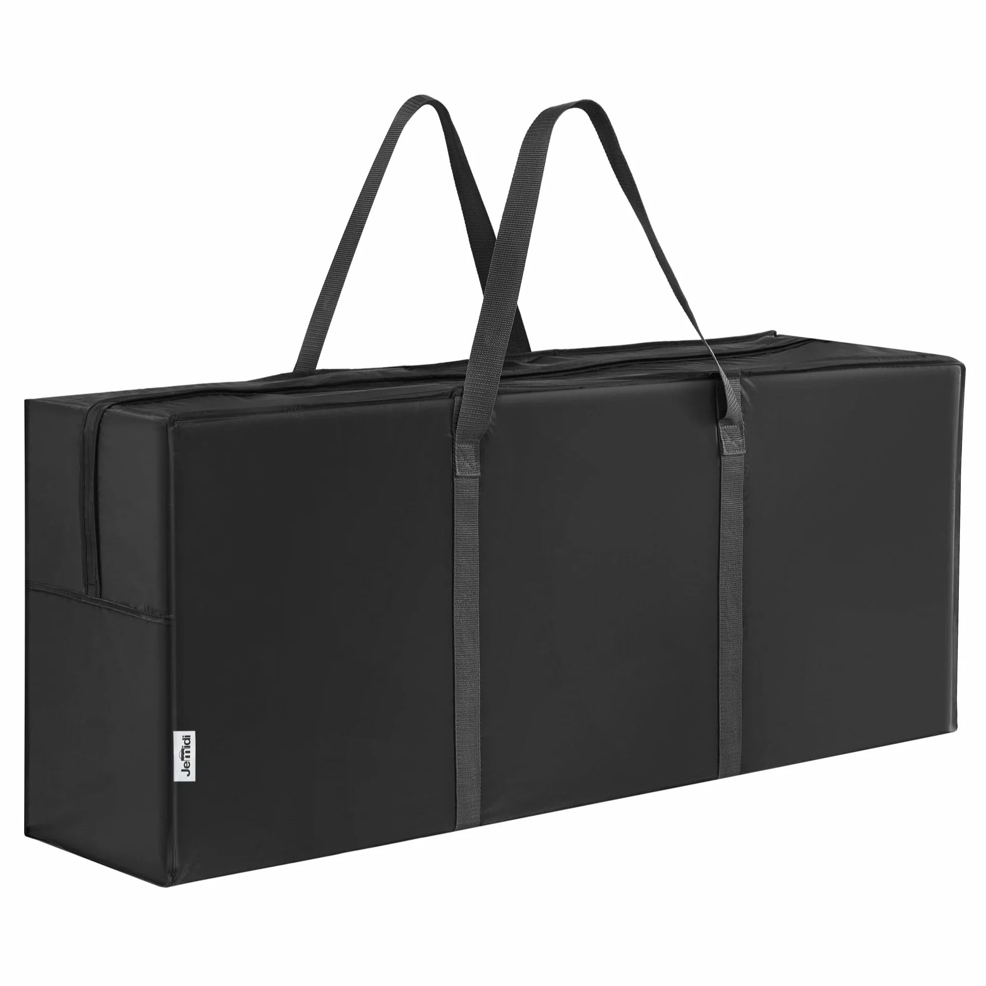 JEMIDI Porta Cuscini da Esterno - Borsa per Cuscini da Giardino - 125 x 30 x 50cm - Custodia Portaoggetti Accessori Mobili da Giardino - Contenitore con Manico e Cerniera - Nero