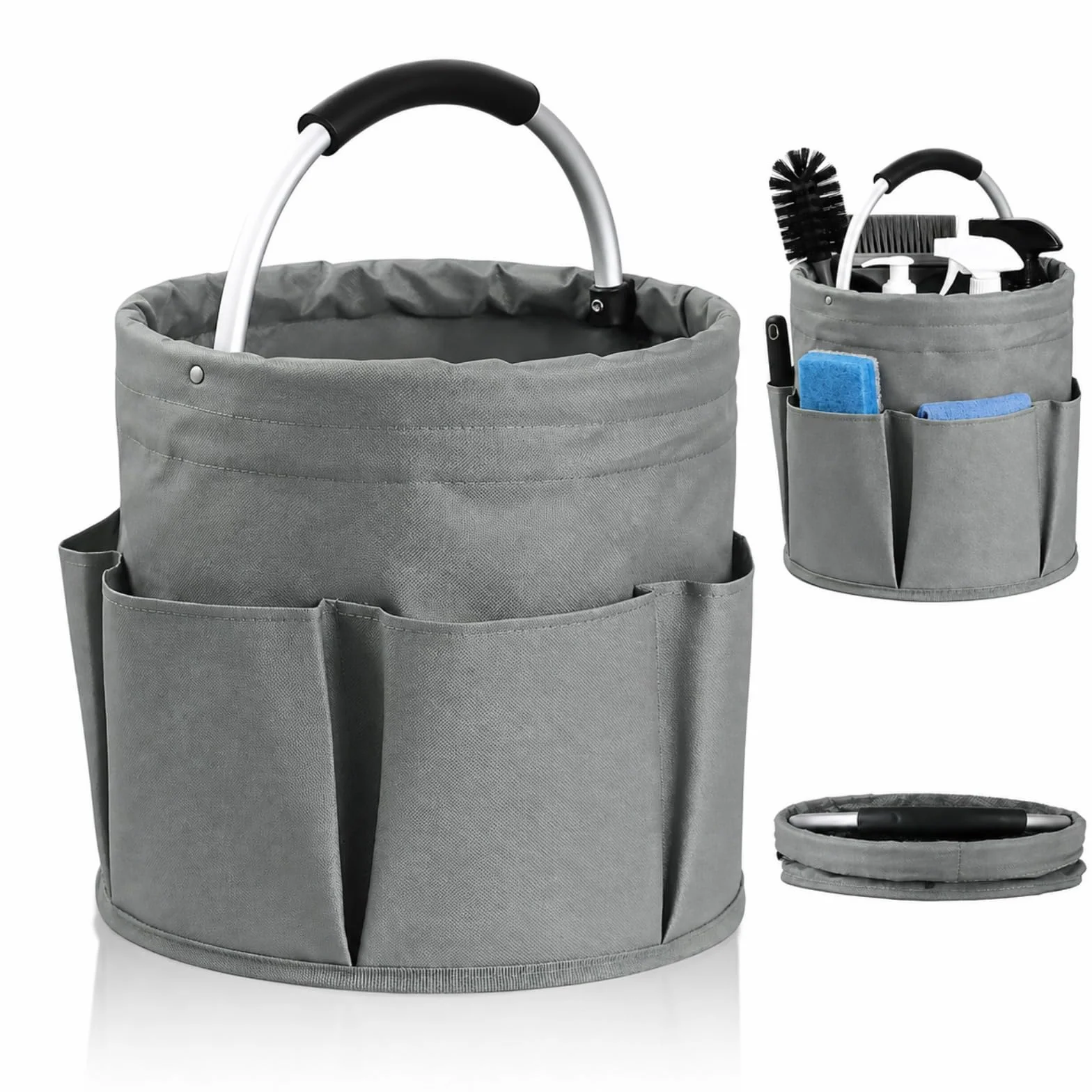 Organizer Borsa, Porta Detersivi, Borsa Impermeabile, Cestino per la Pulizia, per la Casa, per Secchi per la Pulizia, Accessori da Giardinaggio (Grigio)