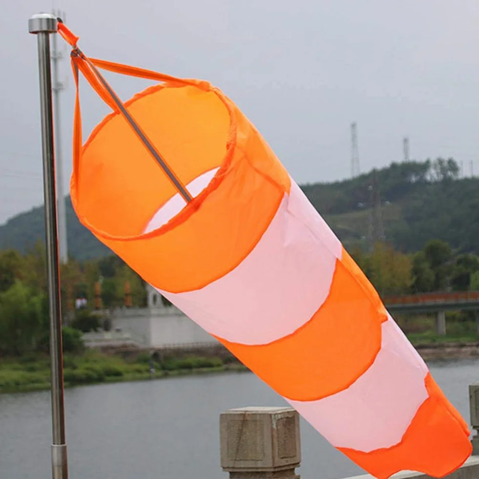 Ladiehsow Manica a Vento,Manica a Vento rip-Stop Rosso Bianco Fluorescente Impermeabile Ispessimento Nylon Misura della direzione Vento Borsa per Calze-per Esterni aeroporto Fattoria e Parco (0.8m)