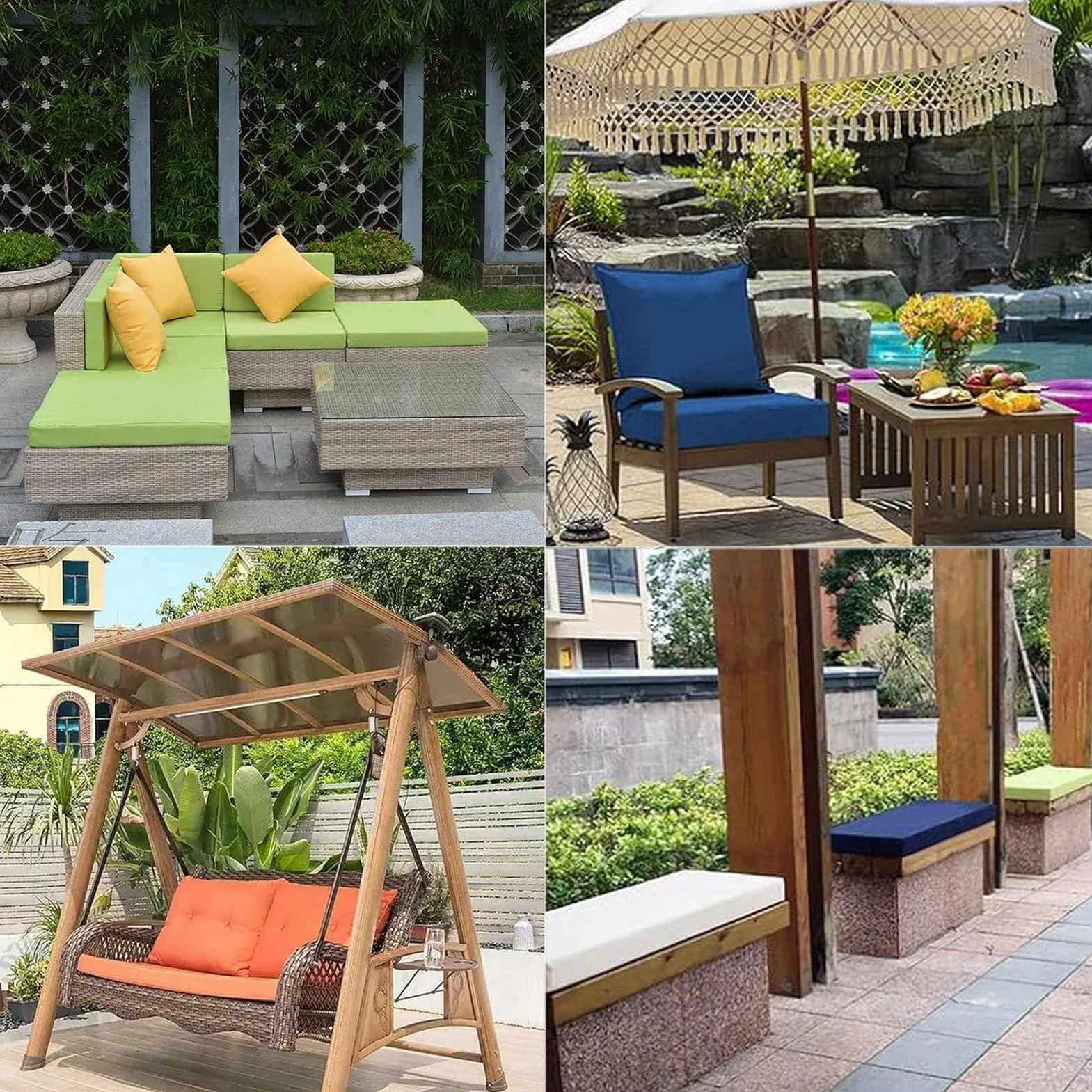 Generico Fodera Impermeabile per Cuscini da Divano per Esterni Mobili da Giardino, Fodera per Seduta Rimovibile con Cerniera per Uso Interno Ed Esterno Arredamento da Patio,Bianca,60x60x8cm