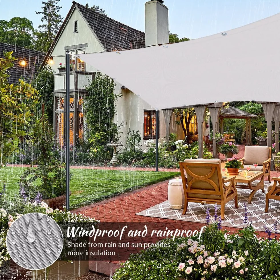 ONESHLEE Vela Ombreggiante Impermeabile, Telo Ombreggiante Con Occhiellato, Tenda A Vela Per Esterno Sole Giardino (4 * 4m, Color Crema)