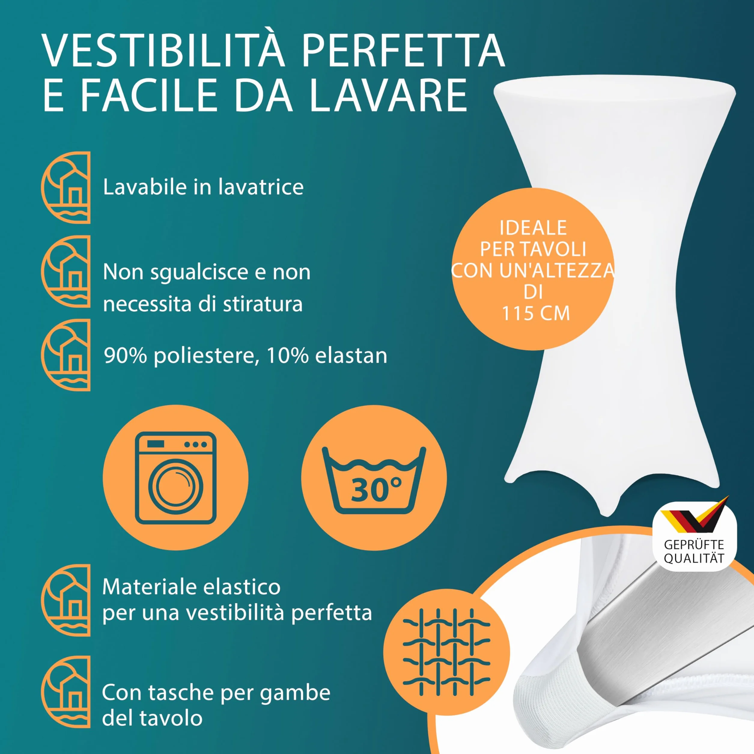 Casaria® Tavolo Alto da Bar 2in1 con Fodera Regolabile in Altezza 70 cm / 115 cm in Alluminio Rotondo Ø60 cm Pieghevole per Esterni Giardino Bistrot Feste Tavoli da Ricevimento