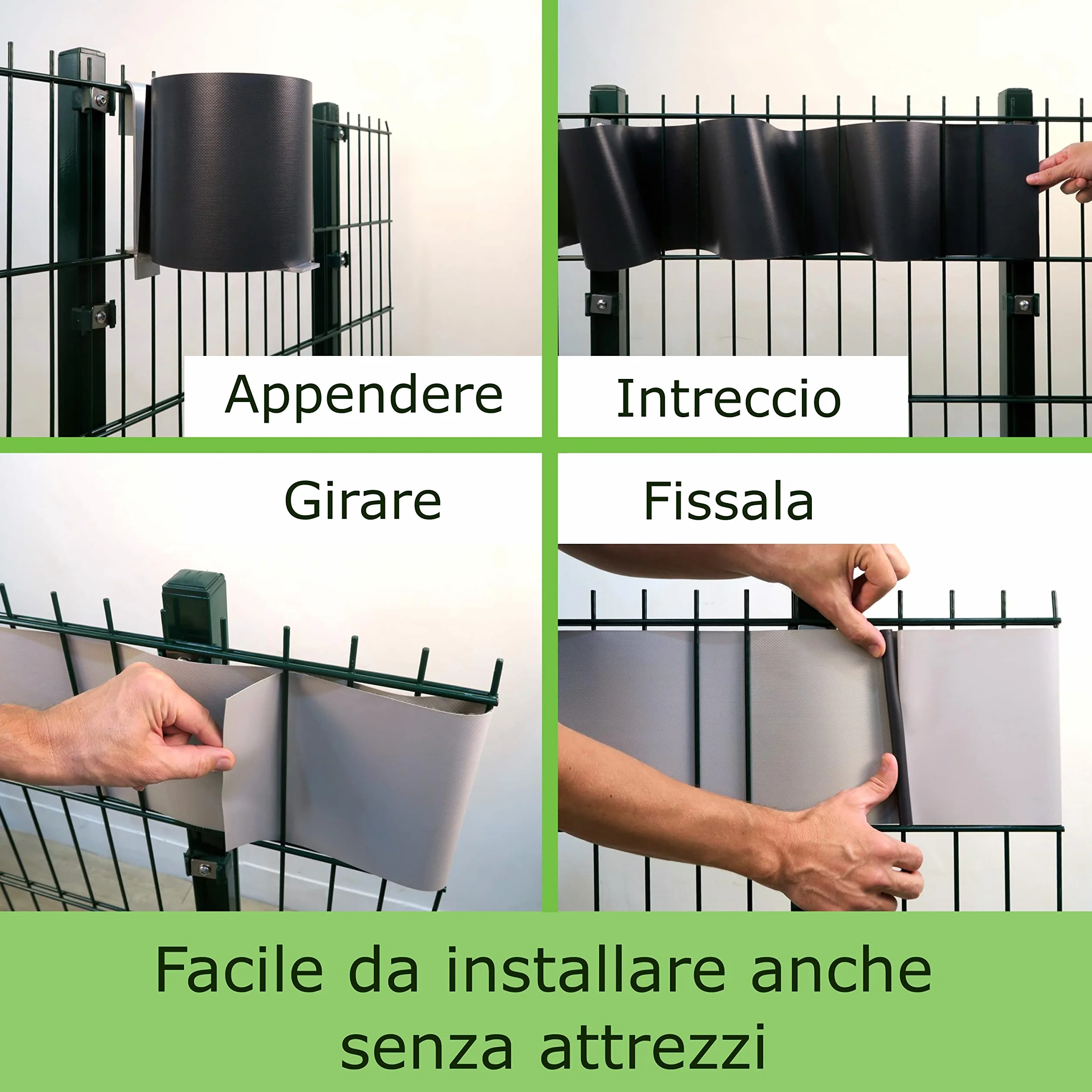Workinghouse Schermo privacy in PVC per recinzione a doppio picchetto - schermo privacy da giardino con clip - 450g/m² - 35m x 19cm, schermo privacy per recinzione, pellicola per recinzione