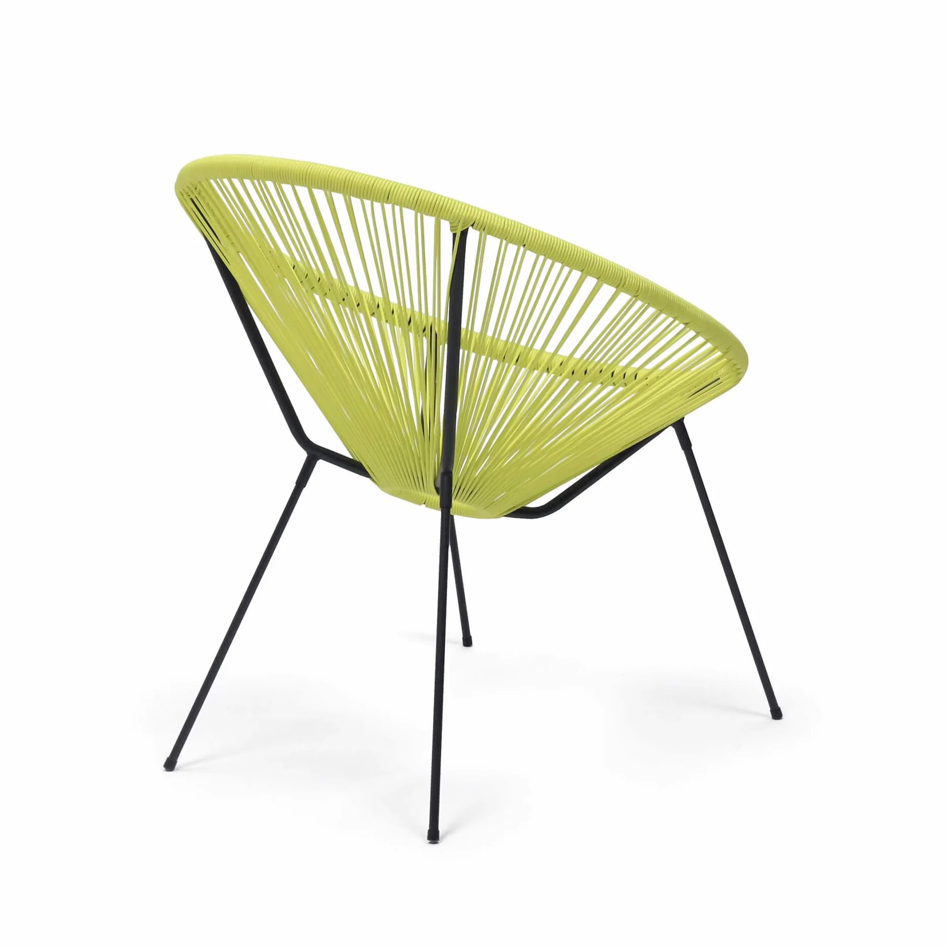Rebecca Mobili Poltrona da Giardino, Sedia con Seduta Ovale, Giallo Nero, Acciaio PE, Design Rétro, Effetto Rattan, per Esterno Interno - Misure HxLxP: 80 x 70 x 76 cm - Art. RE7159
