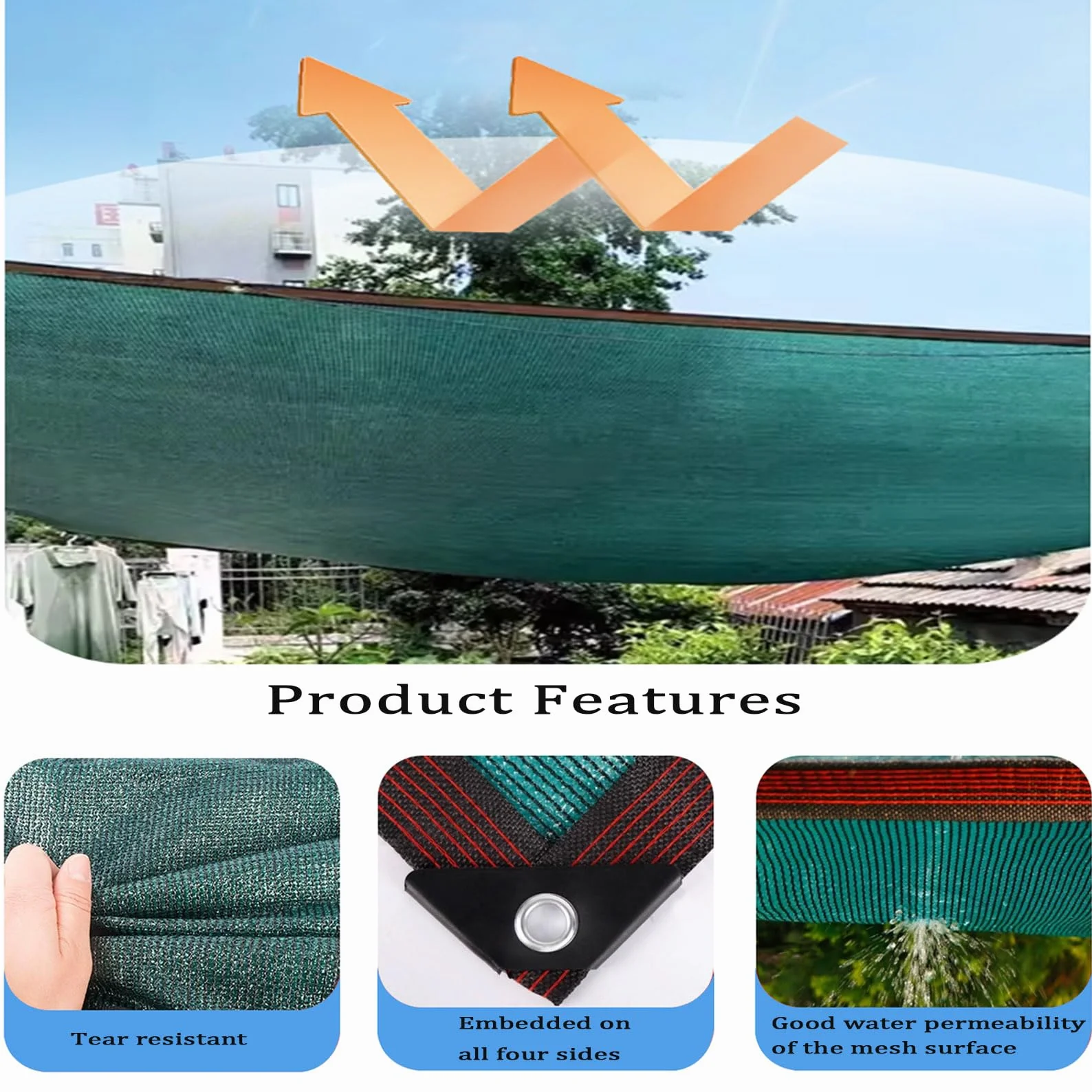 Telo Ombreggiante Resistente Ai Raggi UV 3x7m Teli Ombreggianti Verde | Rete da Giardino in HDPE Telo Protezione Solare Esterno - Vela Ombreggiante Per Piante Da Patio Serra Pollaio