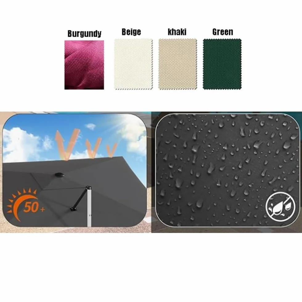 Tessuto di Ricambio per Ombrellone Quadrato 3x3m 3x4m 8 Stecche Telo di Ricambio per Ombrellone Giardino A Sbalzo Baldacchino Impermeabile UV50+(Beige,3x3m (10x10ft))