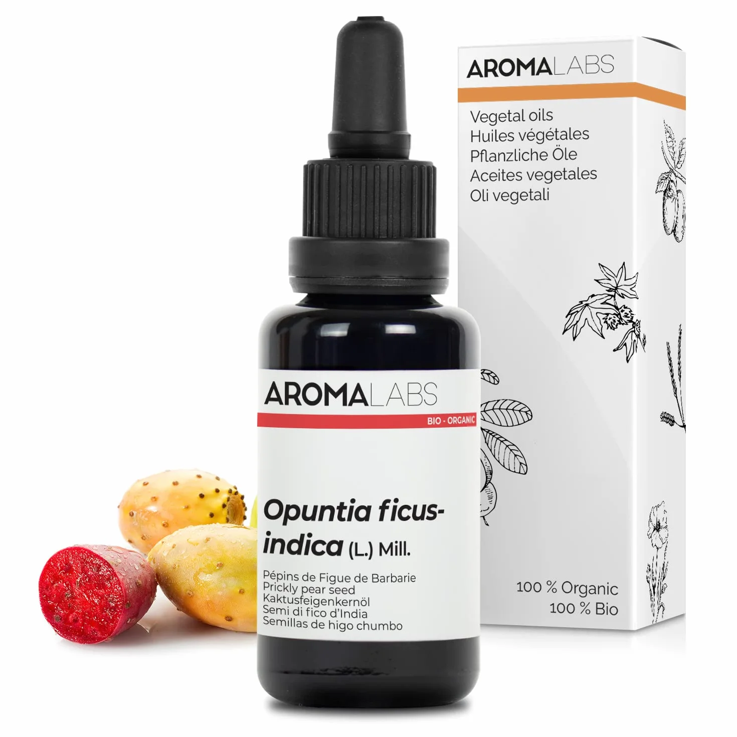 Semi di Fico d’India BIO (Opuntia ficus-indica) - 30 mL - Olio Vegetale Vergine e Certificato Cosmos - Aroma Labs - Made in France