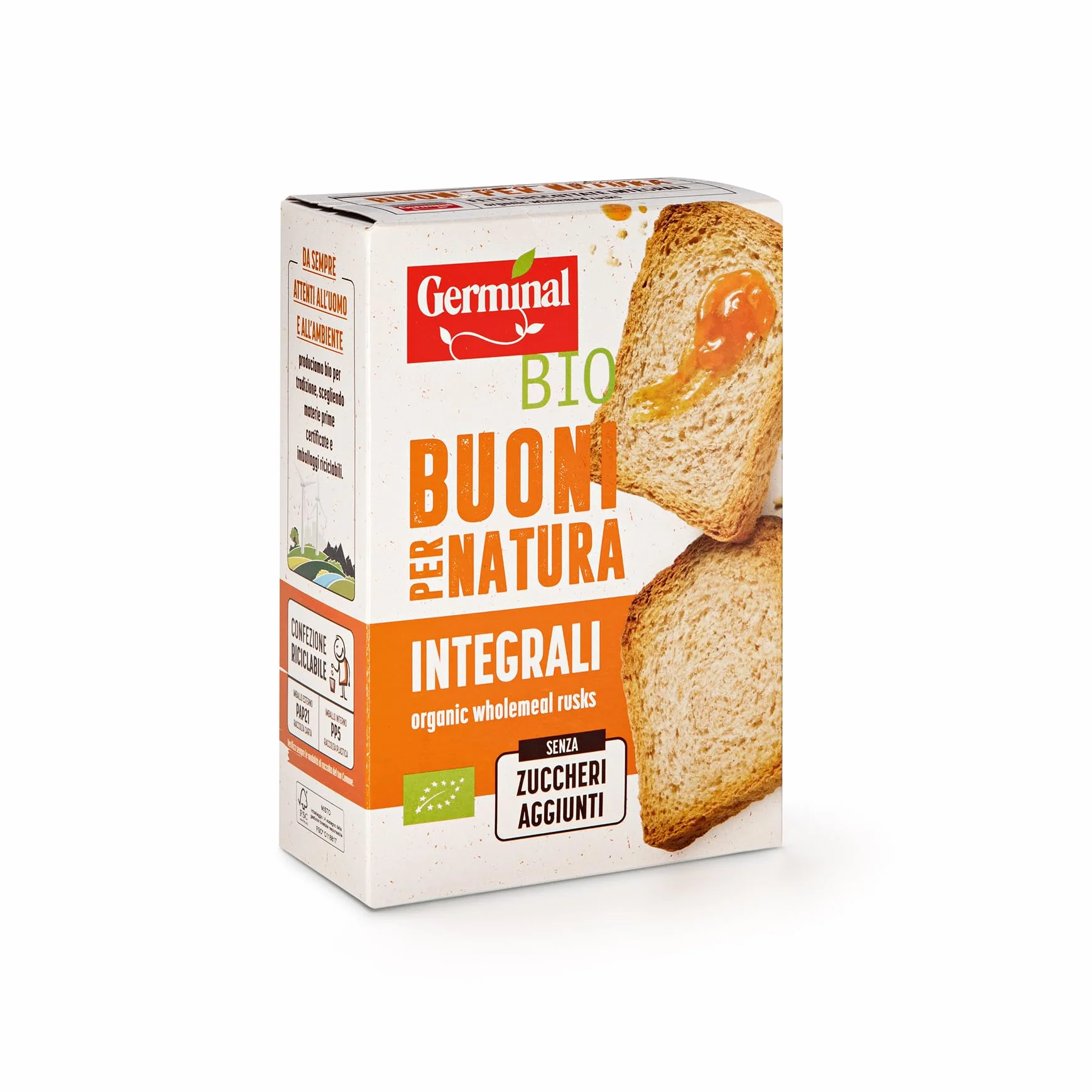 Germinal Bio Fette Biscottate Integrali - 12 confezioni da 200 gr - 2400 gr, 212