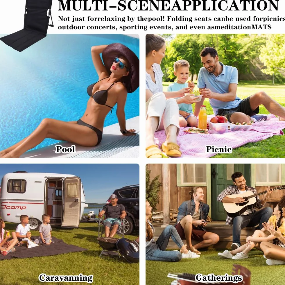 DASIAUTOEM Sedia da spiaggia con schienale, per esterni, da pavimento, pieghevole, portatile, per meditazione, spiaggia, pieghevole, leggera
