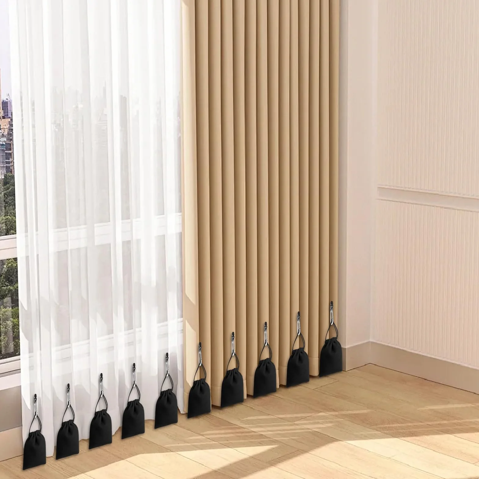 Set di 10 sacchi per gazebo, 10 tasche per pesi e 20 clip, adatto per il fissaggio di tende esterne, piedini per gazebo, tovaglie, colore nero