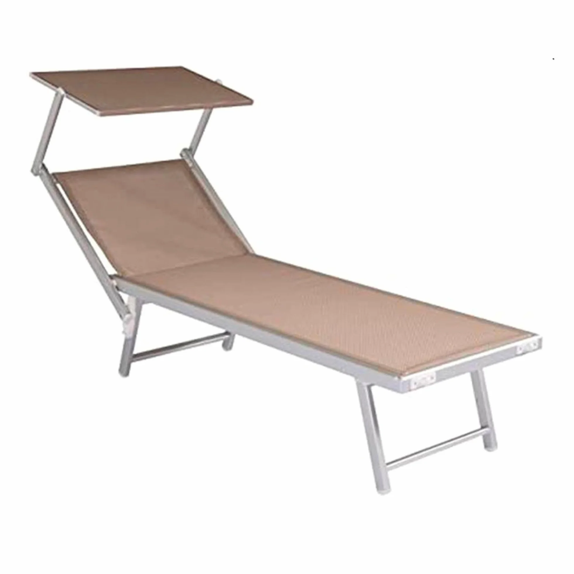 SUNNY STAR LETTINO CON PARASOLE IN TEXTILENE 186x61x38cm STRUTTURA IN ALLUMINIO TORTORA