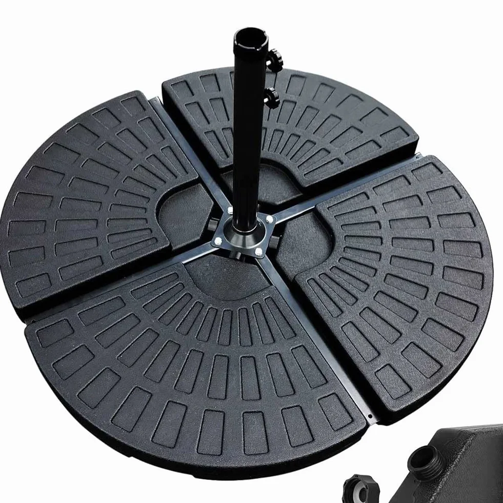 BAKAJI Set 4 Supporto Pesi Ombrellone Riempibile Palo da Giardino in Plastica Resistente Intemperie per Esterno da Riempire con Sabbia o Acqua Base Adatti per Ombrelloni con Base a Croce