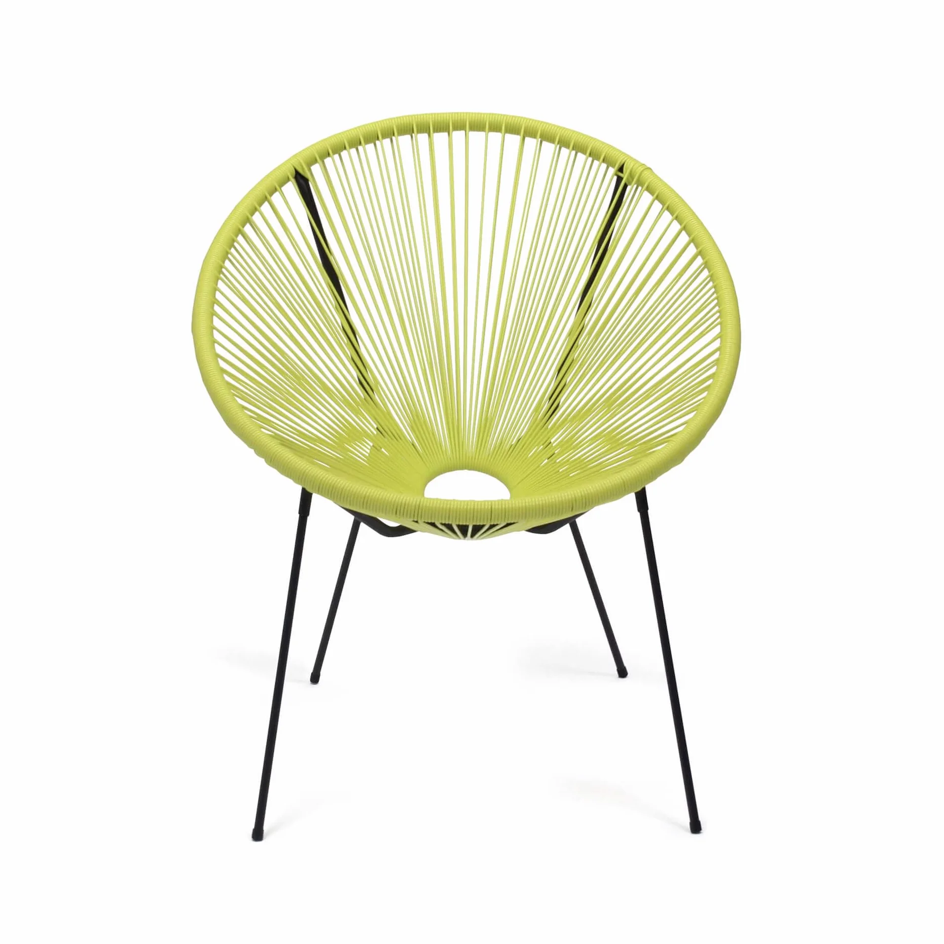 Rebecca Mobili Poltrona da Giardino, Sedia con Seduta Ovale, Giallo Nero, Acciaio PE, Design Rétro, Effetto Rattan, per Esterno Interno - Misure HxLxP: 80 x 70 x 76 cm - Art. RE7159