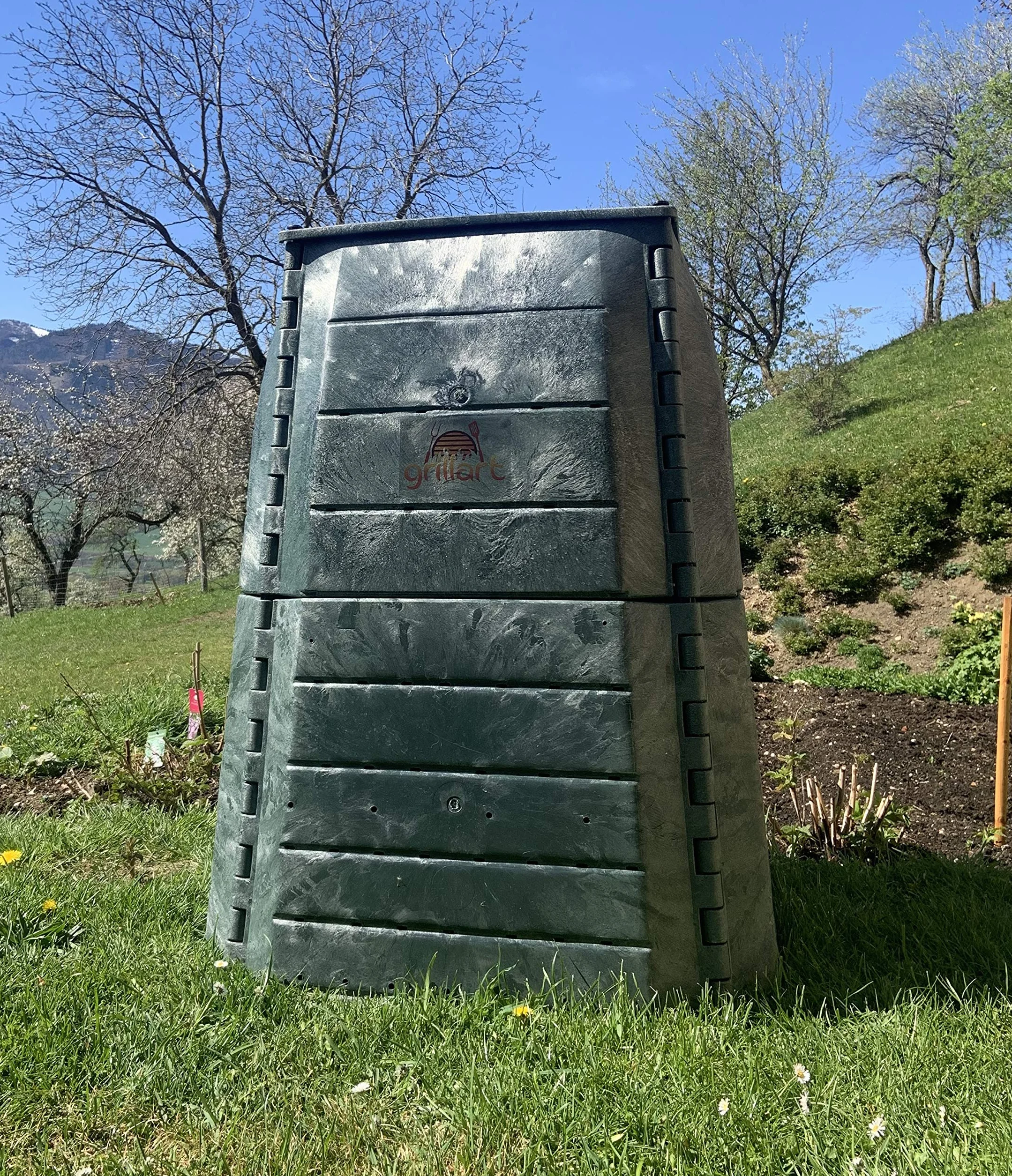 Compostiera termica in plastica a pareti spesse per rifiuti di cucina e giardino Made in Austria