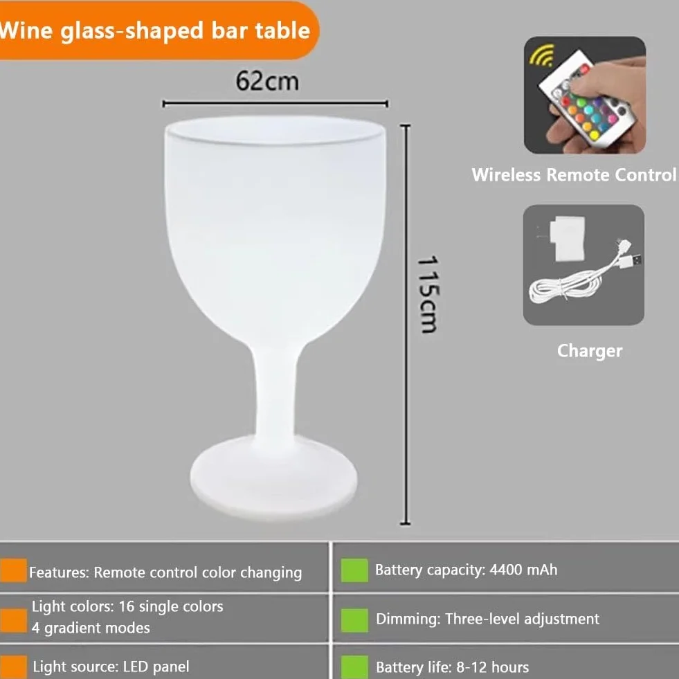 Tavolo da cocktail a LED con luci RGB che cambiano colore e telecomando per intrattenimento e illuminazione d'atmosfera per feste