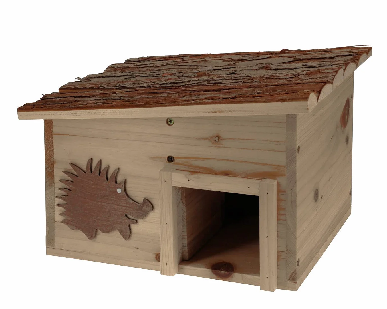 Hotel riccio in legno con tetto piatto, rettangolare, 34 x 28 cm, stabile e resistente alle intemperie, casetta per riccio