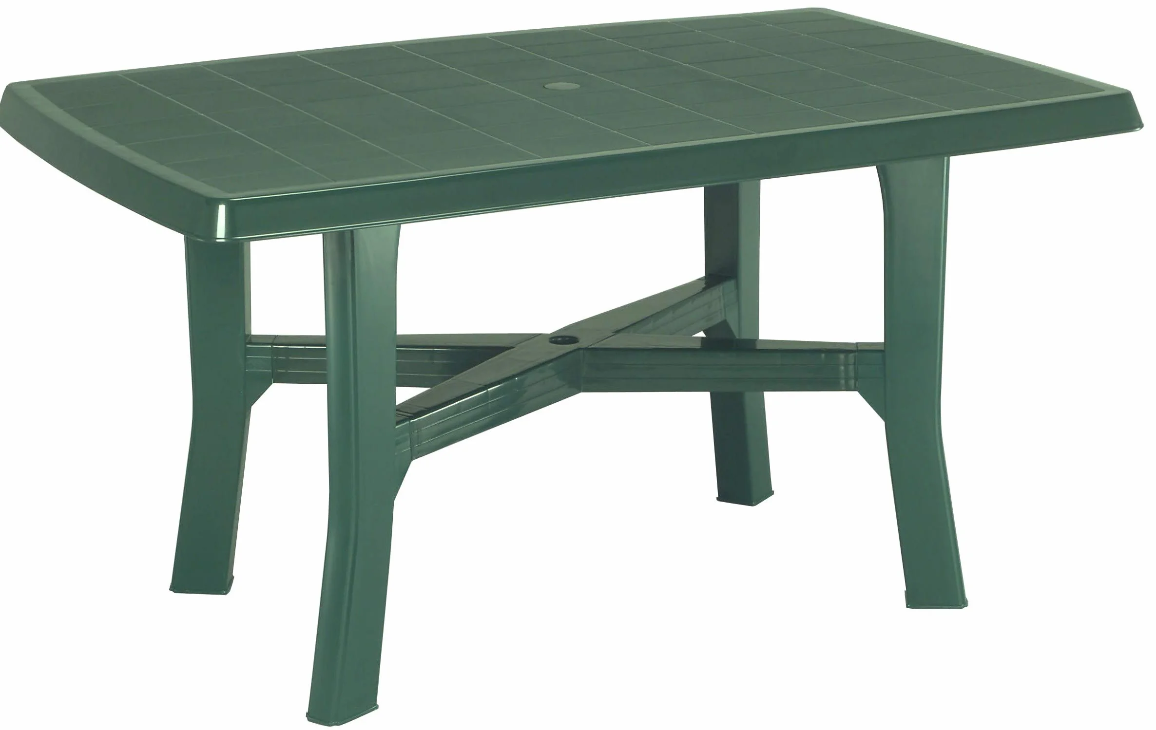 SF SAVINO FILIPPO Tavolo tavolino rettangolare in resina di plastica verde per esterno da giardino terrazzo bar sagra campeggio con foro per ombrellone