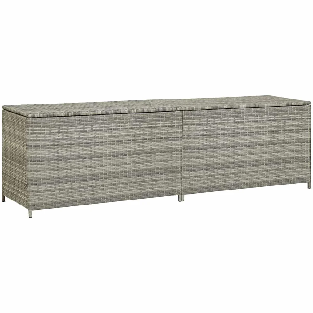 vidaXL Baule da Giardino Robusto Elegante Leggero Box Portaoggetti Contenitore Cassapanca in Polyrattan Telaio in Acciaio 200x50x60 cm Grigio