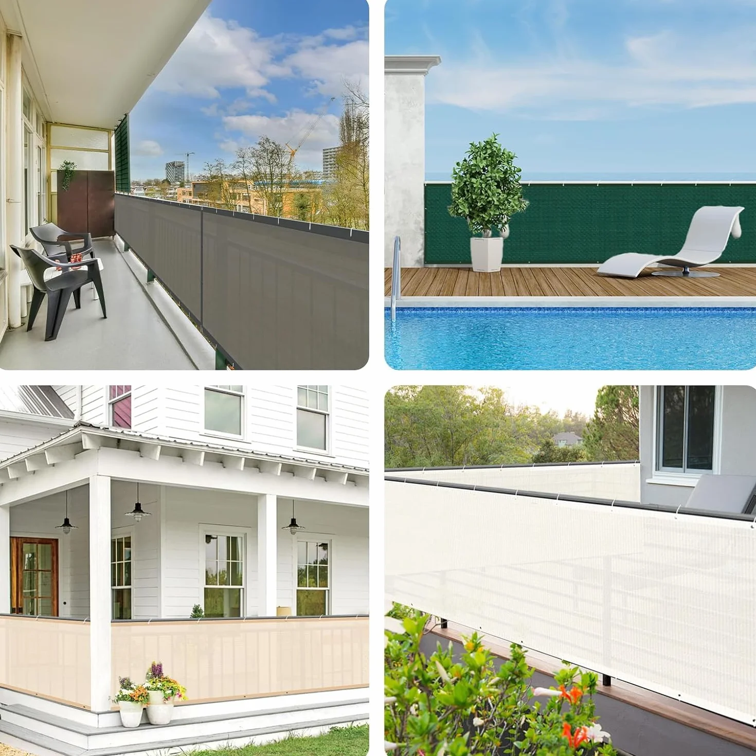 LOVE STORY Frangivista Balcone 90x600cm Copri Ringhiera Balcone Impermeabile Privacy Protezione UV Recinzione PES Esterno Giardino Terrazze Patio,Cachi