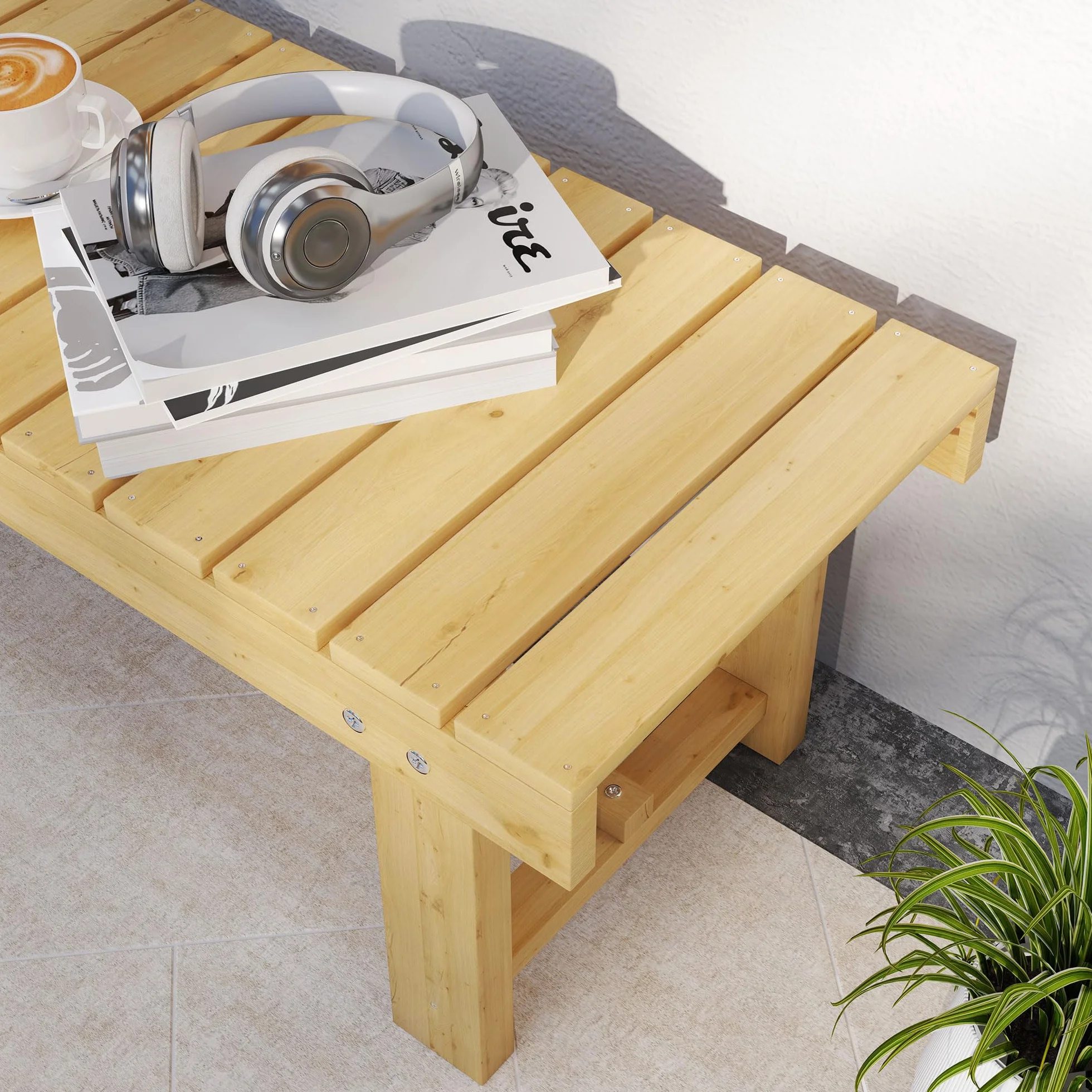 Outsunny Panchina da Esterni Impermeabile a 2 Posti in Legno di Abete, Per Giardino Terrazzo, Fino 250kg, 110x38x35cm
