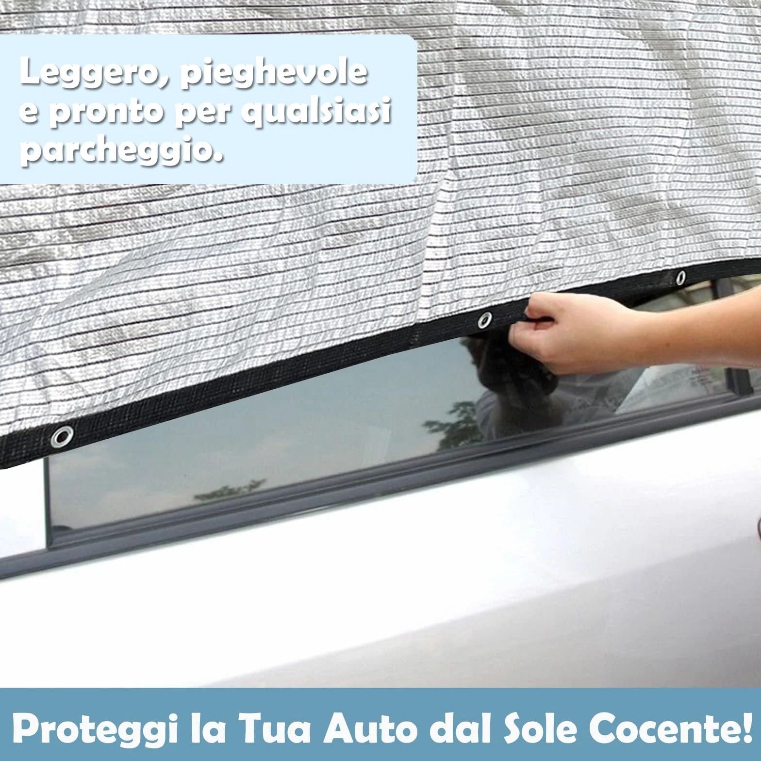 BeGrit Telo Ombreggiante Alluminio 3x4m Rete ombreggiante Riflettente Auto Esterno all'75% Telo Ombra Riflettente con Occhielli Rete di Protezione Solare Traspirante per Giardino Balcone Campeggio