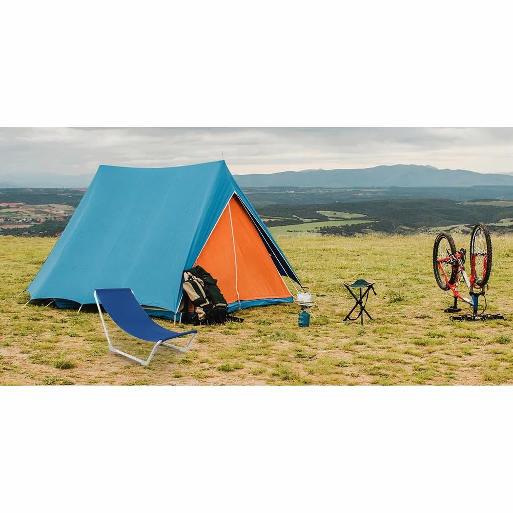 Sdraio da Spiaggia con Borsa da Trasporto Pieghevole, Resistente fino a 110 kg, Impermeabile, per Giardino, Terrazza, Spiaggia, Campeggio, in Acciaio, Blu 23563