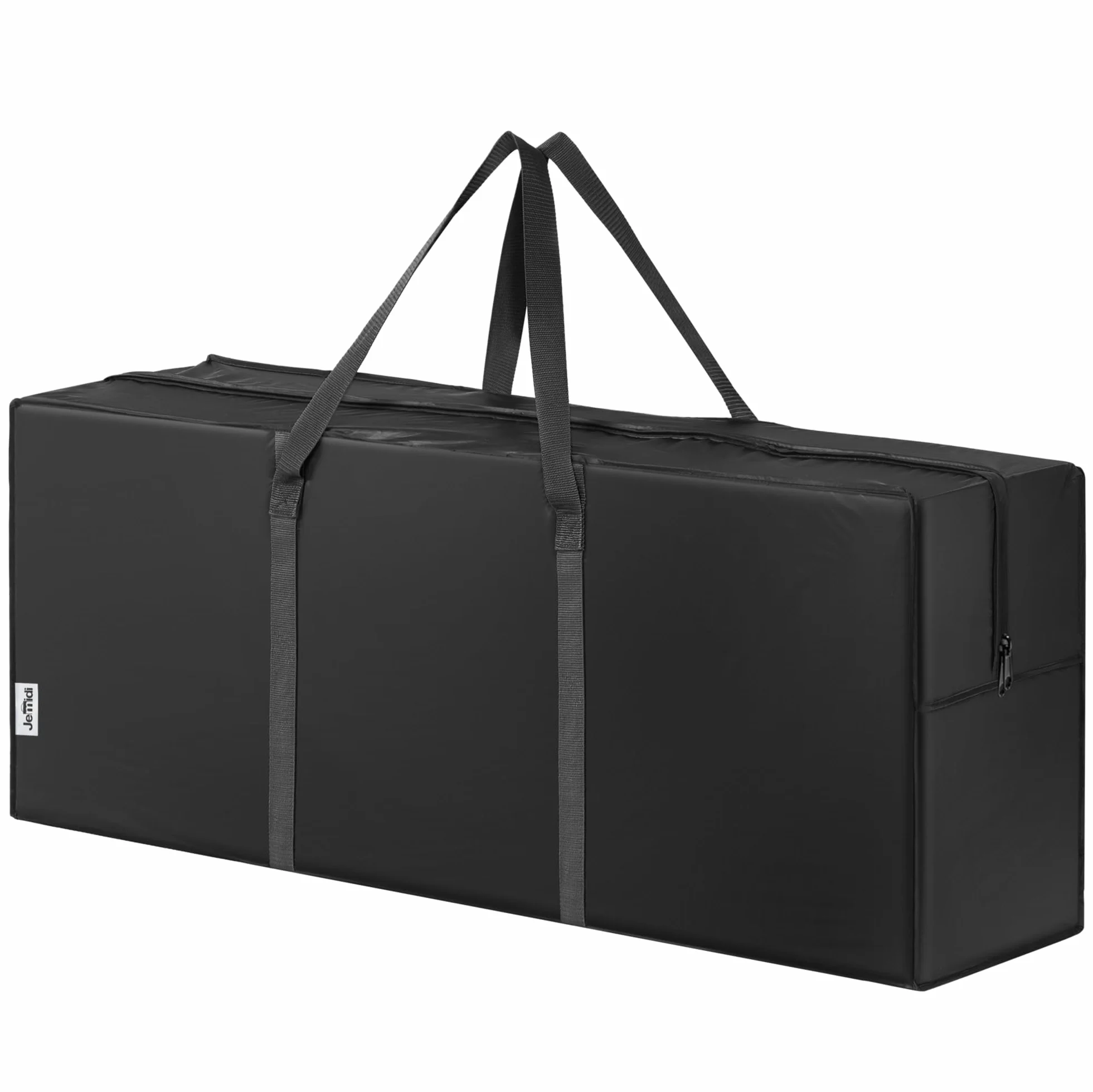 JEMIDI Porta Cuscini da Esterno - Borsa per Cuscini da Giardino - 125 x 30 x 50cm - Custodia Portaoggetti Accessori Mobili da Giardino - Contenitore con Manico e Cerniera - Nero