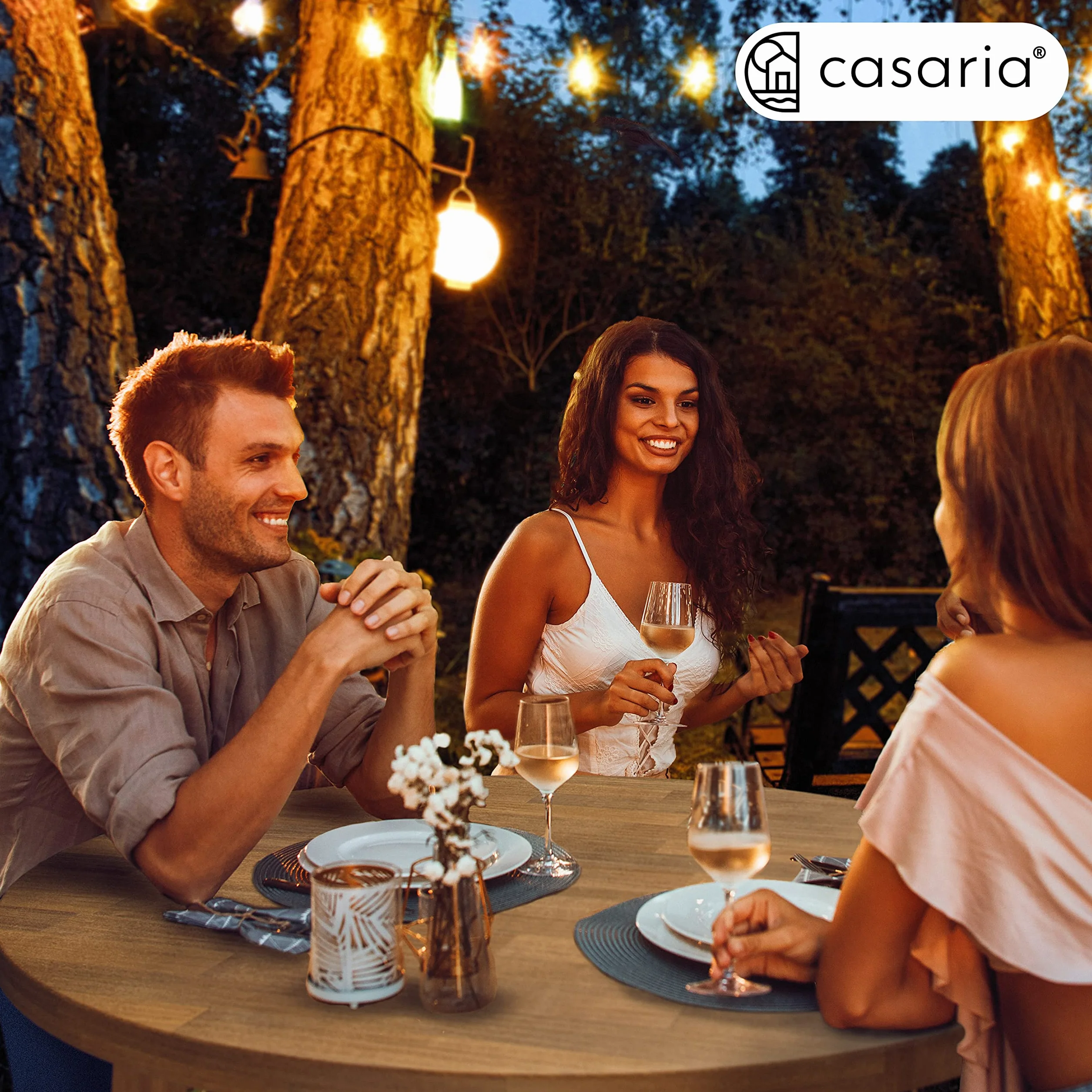 Casaria Tavolino Alto Pieghevole Legno di Acacia Ø 80 x 110cm Tondo Tavolo da Giardino Balcone Richiudibile