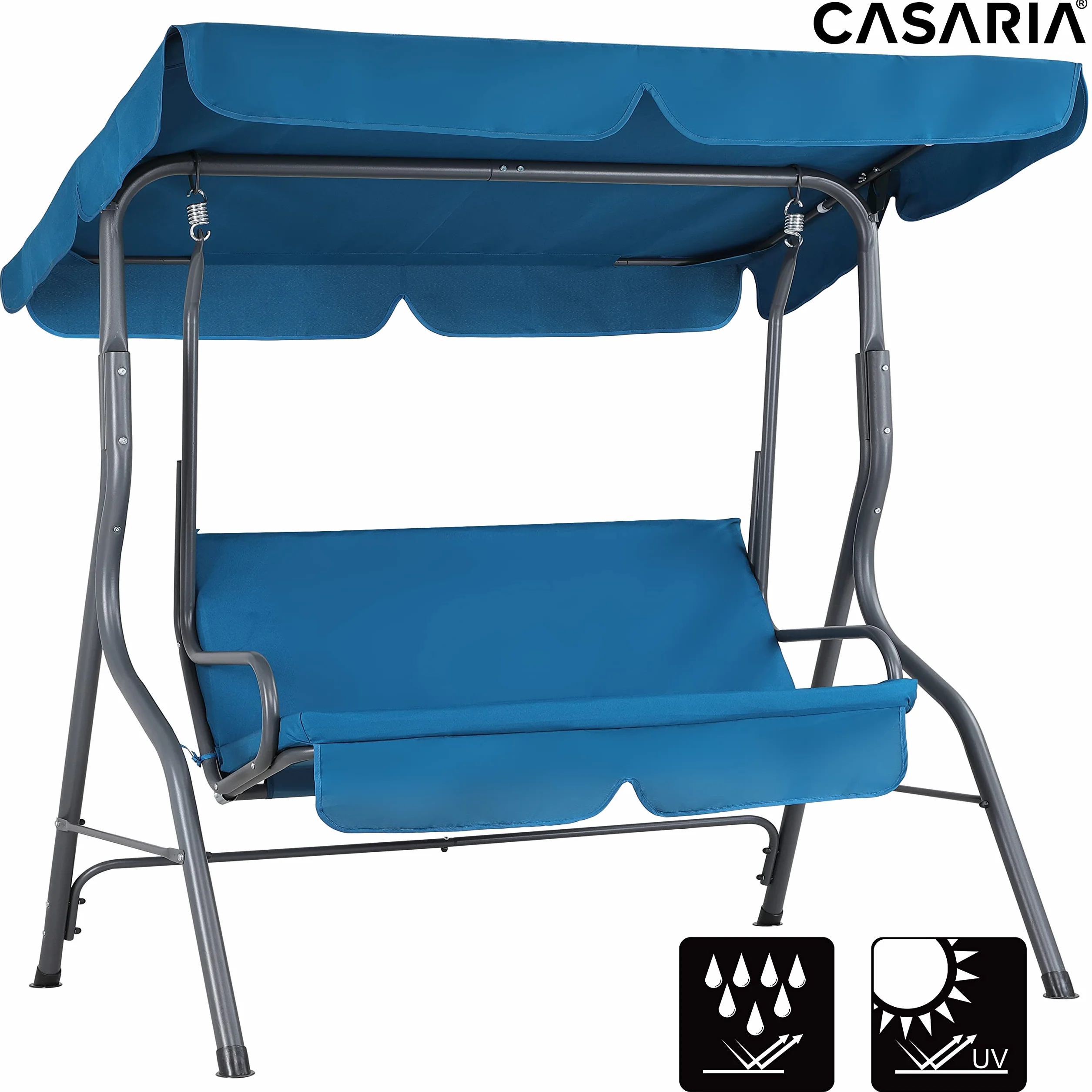 Casaria Dondolo Altalena da Giardino Hollywood 140x112x150cm 2 posti con Tettuccio Parasole Imbottito per Esterno