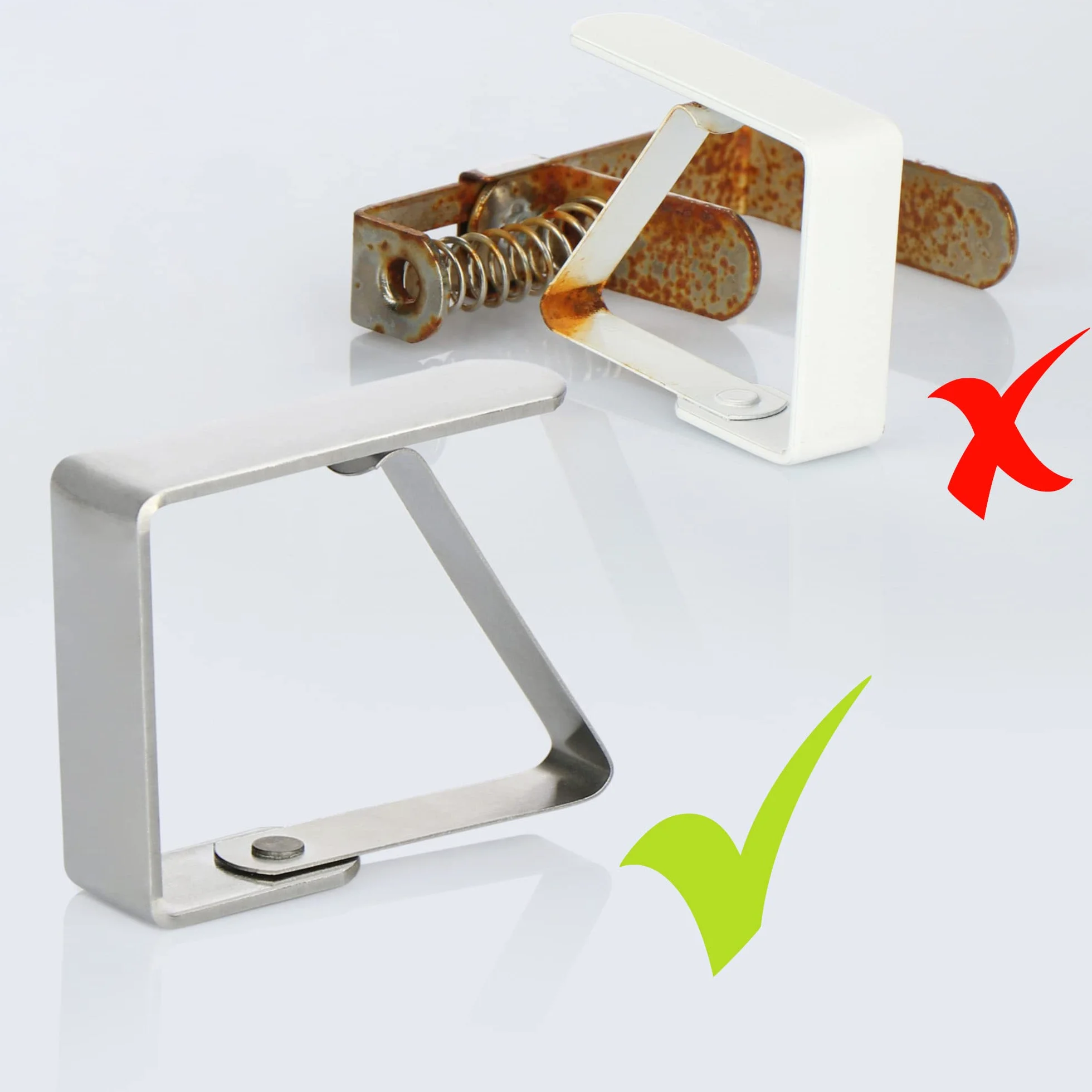 com-four® Morsetto per tovaglia Premium 16x - Morsetti per Tavolo in Acciaio Inossidabile - Morsetto per tovaglie antiruggine per Interno ed Esterno