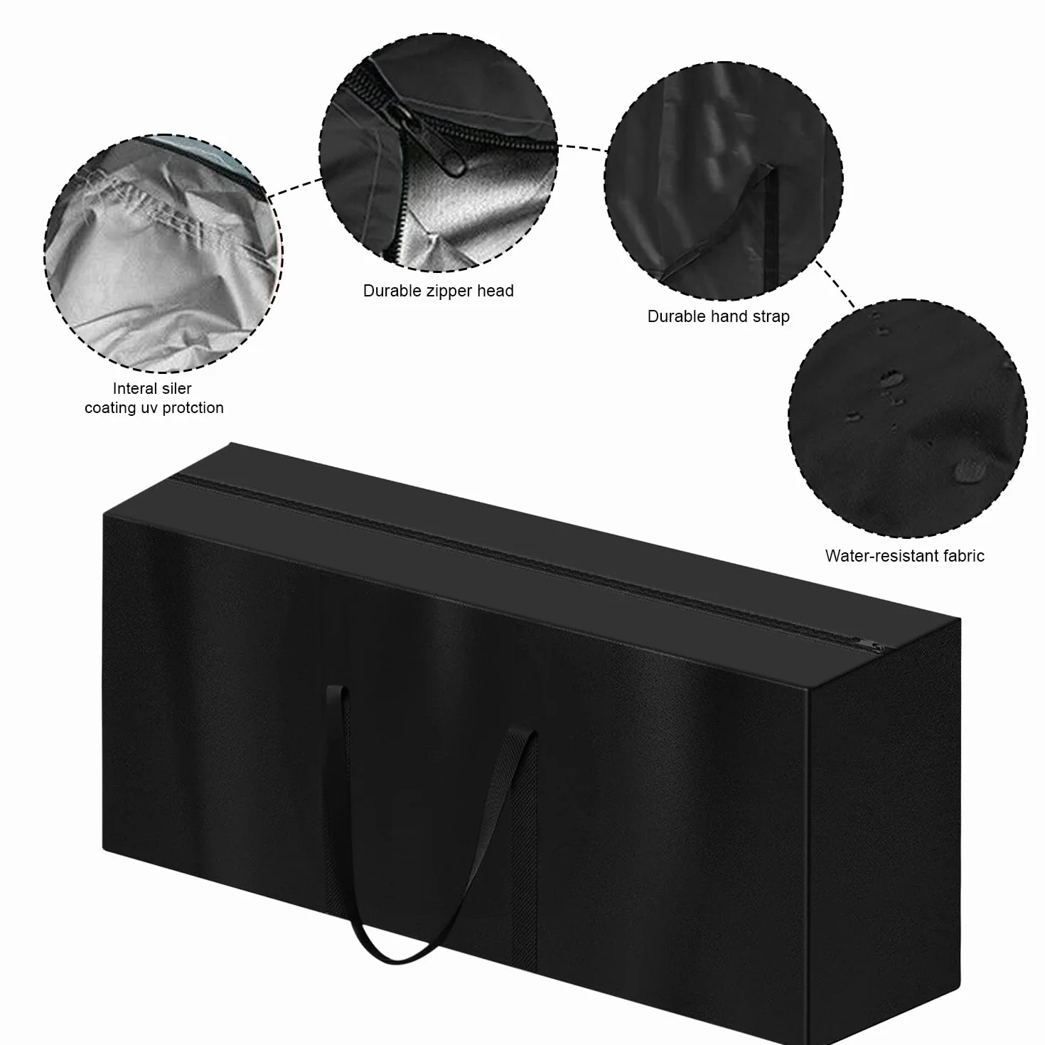Nizirioo Custodia impermeabile resistente agli strappi: custodia protettiva resistente ai raggi UV con chiusura lampo, copertura per albero di Natale, 173 x 76 x 51 cm, colore nero