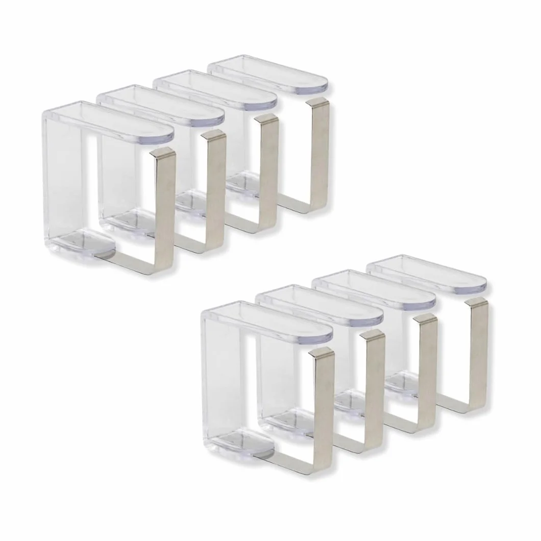 PARENCE.- Set di 8 pinze per tovaglie in plastica e acciaio inossidabile - presa perfetta per tutti i tavoli - 8 pezzi
