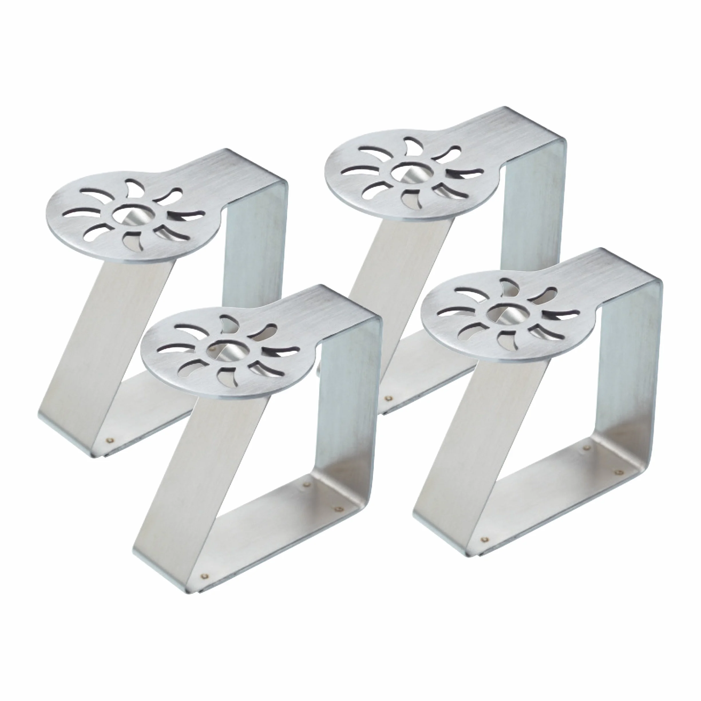 KitchenCraft Set Fermatovaglia da Tavola in Acciaio, Motivo a Sole, 4 pezzi, Argento