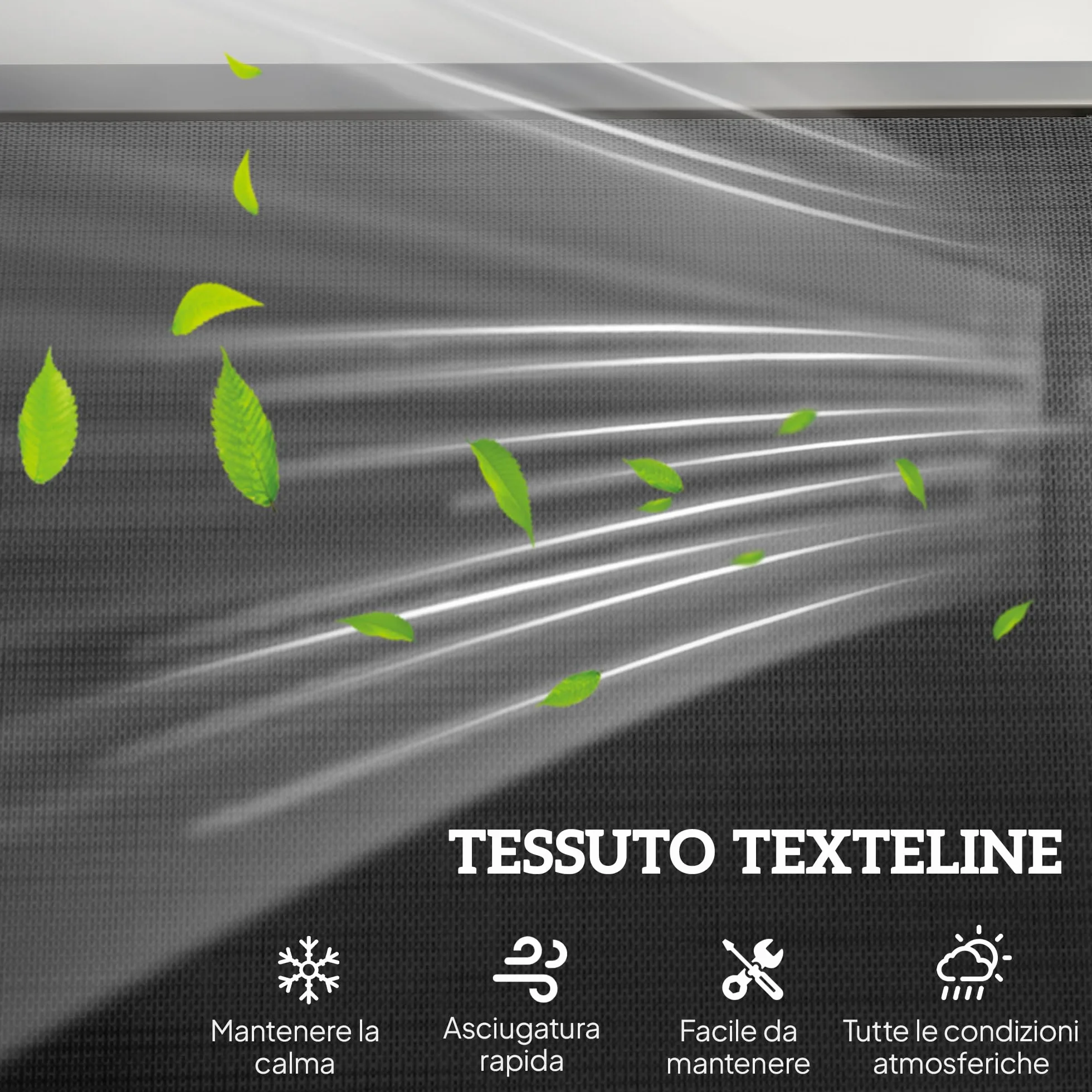 Outsunny Panchina a Dondolo da Giardino a 3 Posti in Metallo e Tessuto a Rete Traspirante, 147x70x85cm, Grigio
