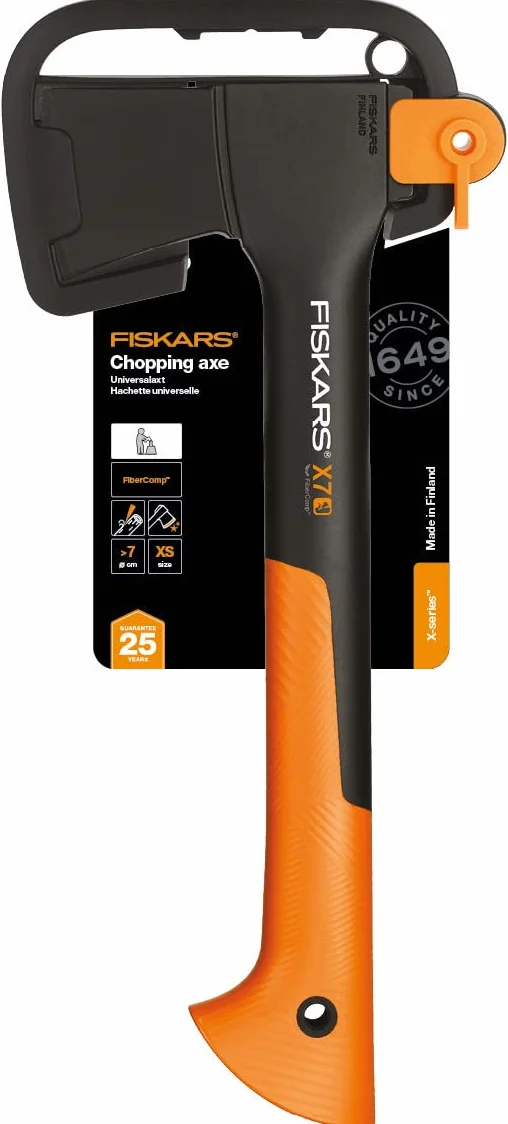 Fiskars Ascia da Taglio 35.5 cm Rivestimento Antiaderente Acciaio Plastica Fibra di Vetro Nero Arancione X7-XS