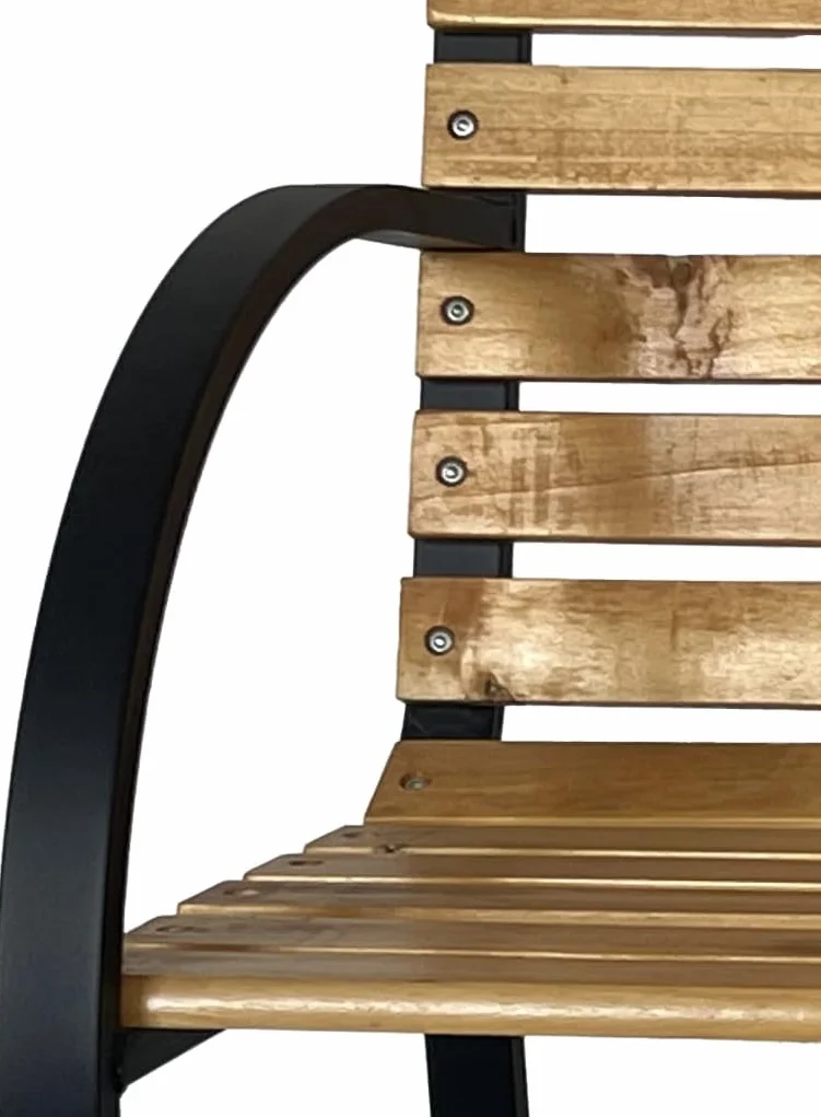 AVANTI TRENDSTORE - Walla - Panca da giardino con schienale e braccioli in legno/metallo LAP 120x83x58 cm