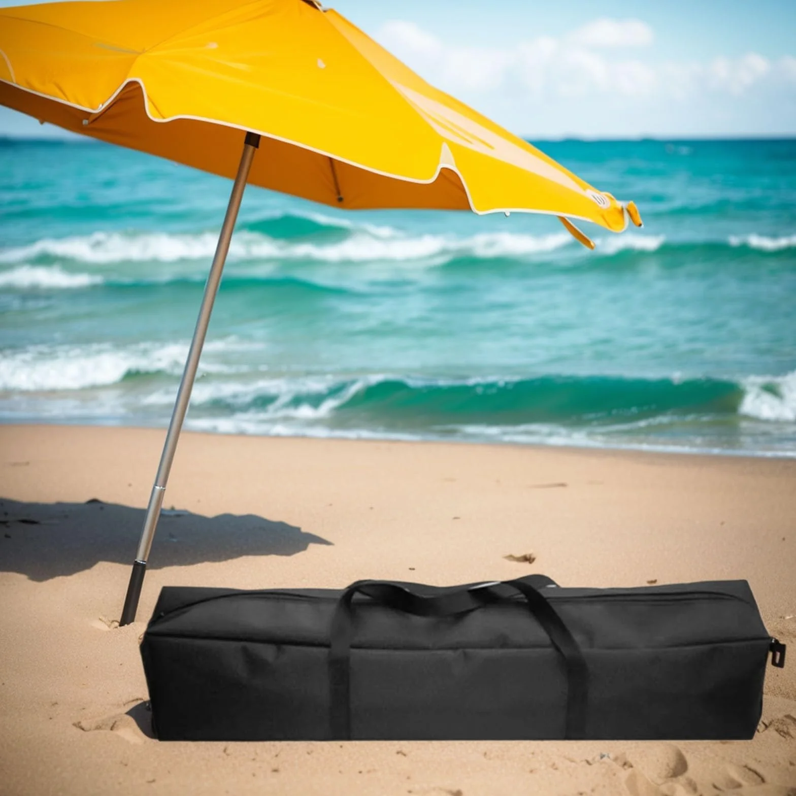 Honseadek Borsa portaoggetti per ombrellone da spiaggia, 140 cm, con tracolla, per patio, giardino, esterni, per cuscini da giardino, borsa portaoggetti per albero di Natale, nero (140 x 20 x 20 cm)
