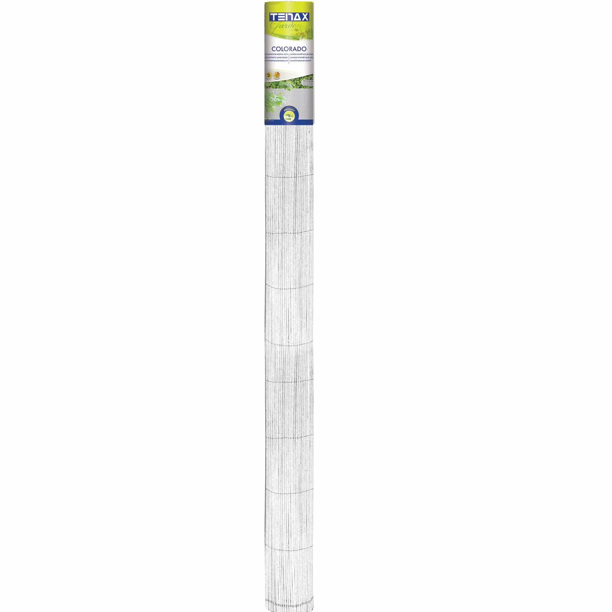 TENAX Colorado 1,00x5 m Bianco, Canniccio Sintetico a Canne Intere da 7mm, Schermante Frangivista in PVC per Giardino, Balcone e Terrazza