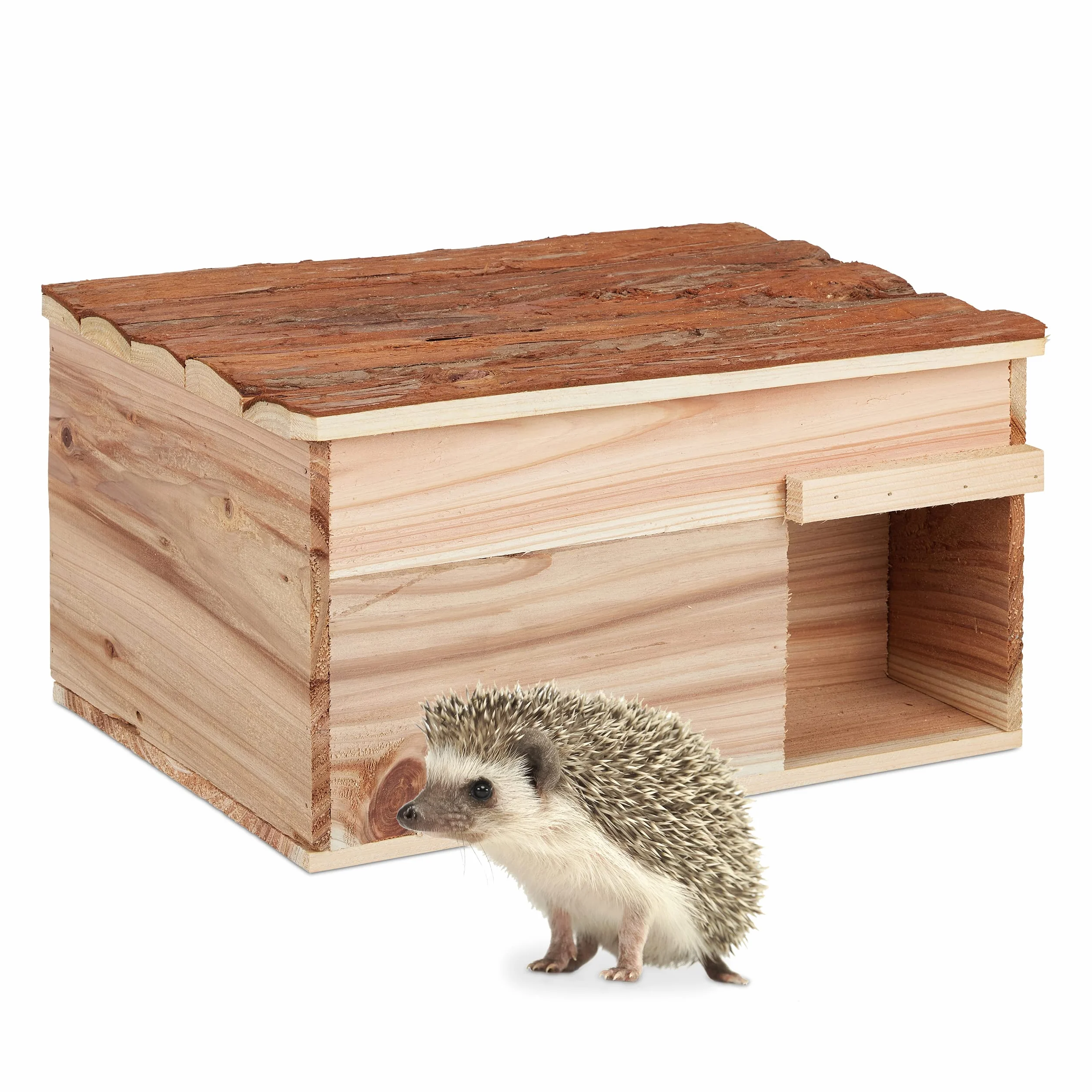 Relaxdays Casetta per Ricci, Legno, Rifugio per Porcospini da Giardino, 21x40x30 cm, Contro Animali Predatori, Naturale