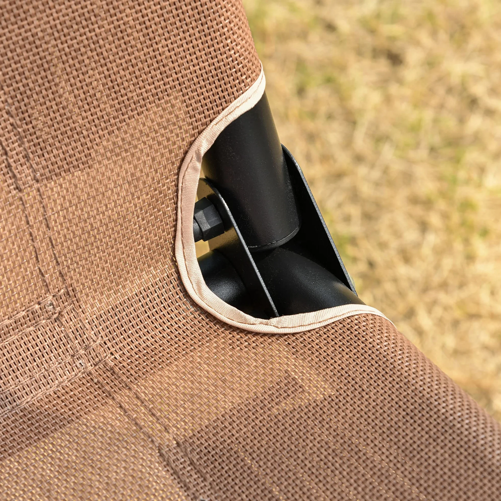 Outsunny Dondolo da Giardino Terrazza 2 Posti con Tettuccio Parasole Regolabile, Metallo e Texteline 172x110x155cm Marrone