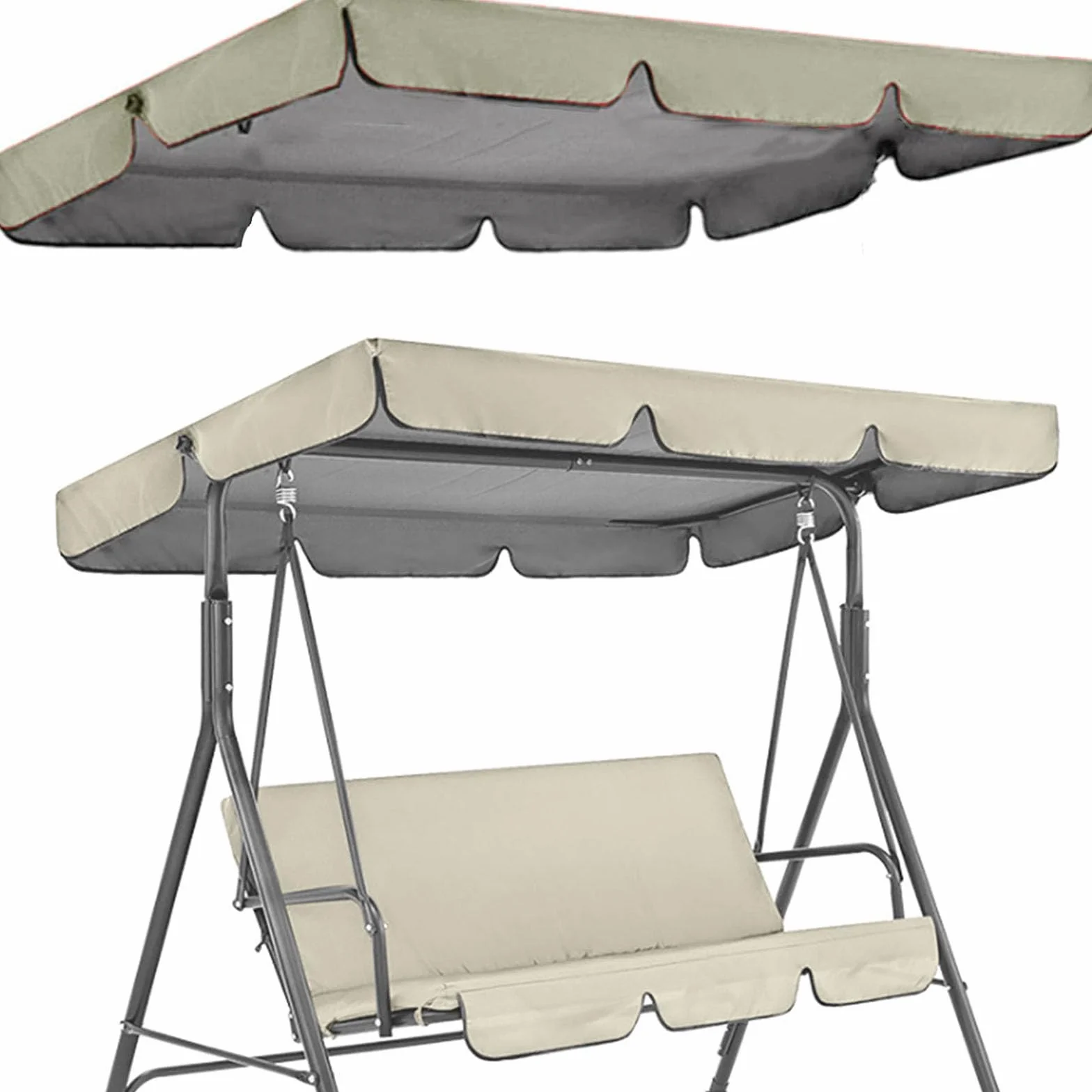 Tetto di Ricambio Universale per Dondolo da Giardino a 3 Posti, Copertura di Ricambio per Dondolo, Tettuccio Dondolo con Tetto Parasole E Tessuto Impermeabile Swing Canopy,2,195x125x15cm